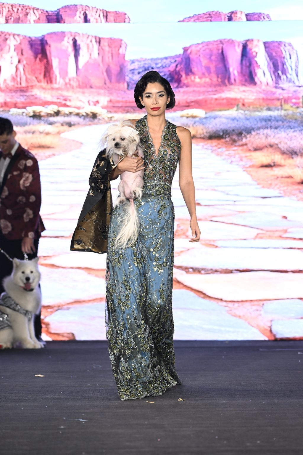 NEW YORK, NEW YORK - FEBRUARY 08: A model walks the runway at the Anthony Rubio show during New York Fashion Week Powered By Art Hearts Fashion at The Angel Orensanz Foundation on February 08, 2025 in New York City. (Photo by Arun Nevader/Getty Images for Art Hearts Fashion)