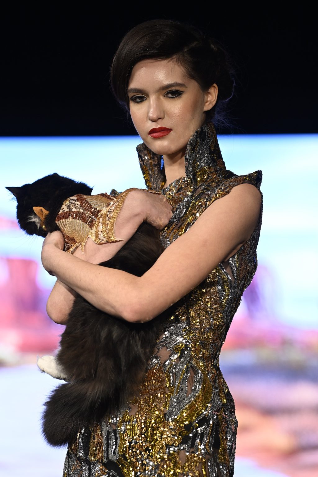NEW YORK, NEW YORK - FEBRUARY 08: A model walks the runway at the Anthony Rubio show during New York Fashion Week Powered By Art Hearts Fashion at The Angel Orensanz Foundation on February 08, 2025 in New York City. (Photo by Arun Nevader/Getty Images for Art Hearts Fashion)