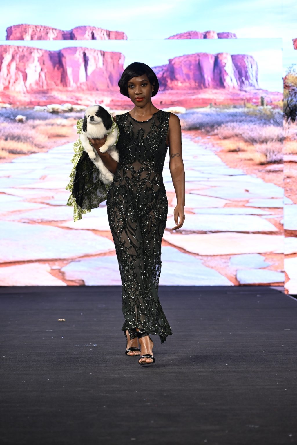 NEW YORK, NEW YORK - FEBRUARY 08: A model walks the runway at the Anthony Rubio show during New York Fashion Week Powered By Art Hearts Fashion at The Angel Orensanz Foundation on February 08, 2025 in New York City. (Photo by Arun Nevader/Getty Images for Art Hearts Fashion)