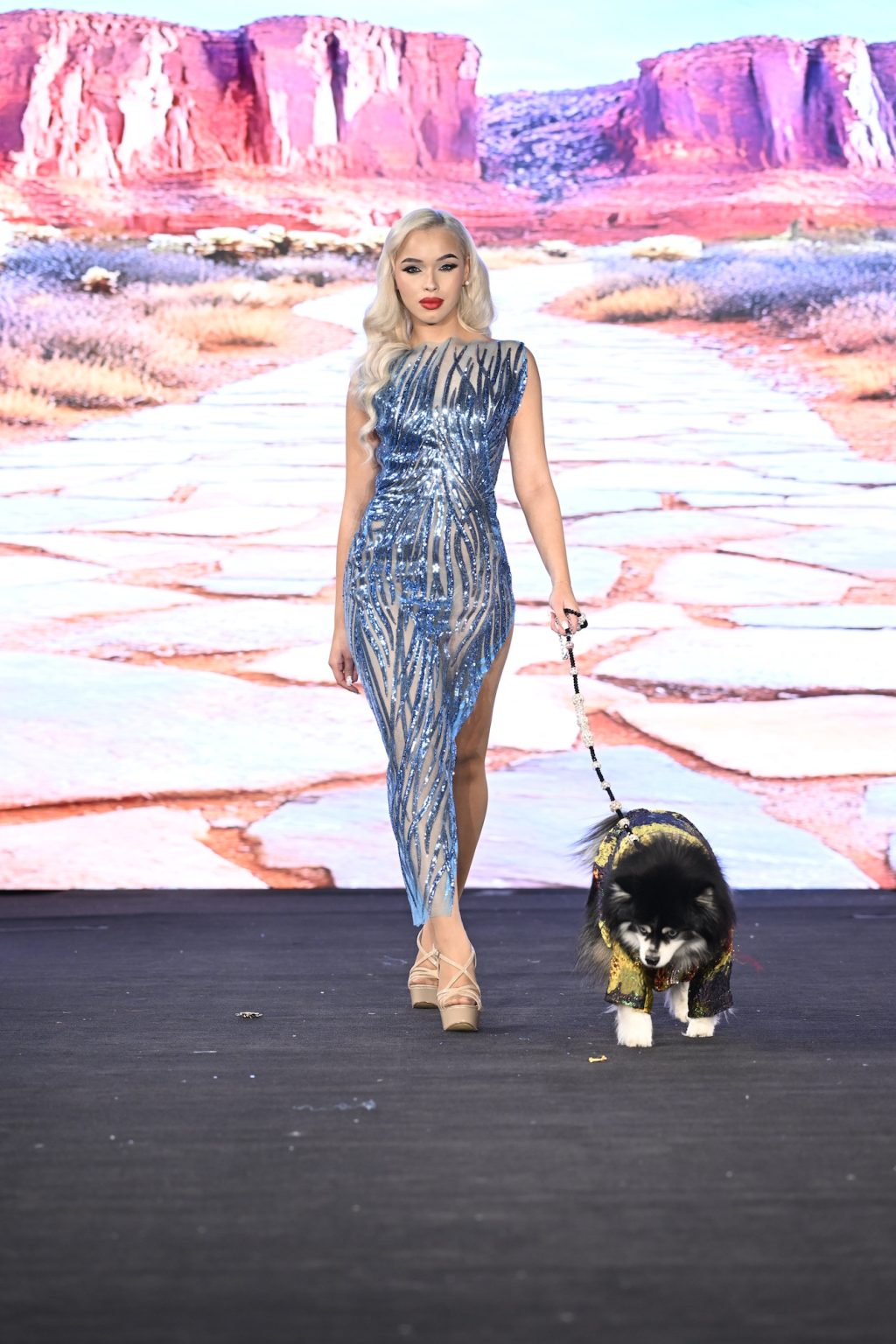 NEW YORK, NEW YORK - FEBRUARY 08: A model walks the runway at the Anthony Rubio show during New York Fashion Week Powered By Art Hearts Fashion at The Angel Orensanz Foundation on February 08, 2025 in New York City. (Photo by Arun Nevader/Getty Images for Art Hearts Fashion)