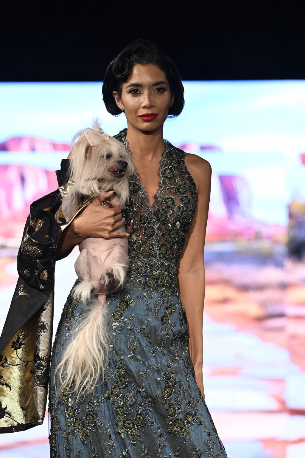 NEW YORK, NEW YORK - FEBRUARY 08: A model walks the runway at the Anthony Rubio show during New York Fashion Week Powered By Art Hearts Fashion at The Angel Orensanz Foundation on February 08, 2025 in New York City. (Photo by Arun Nevader/Getty Images for Art Hearts Fashion)