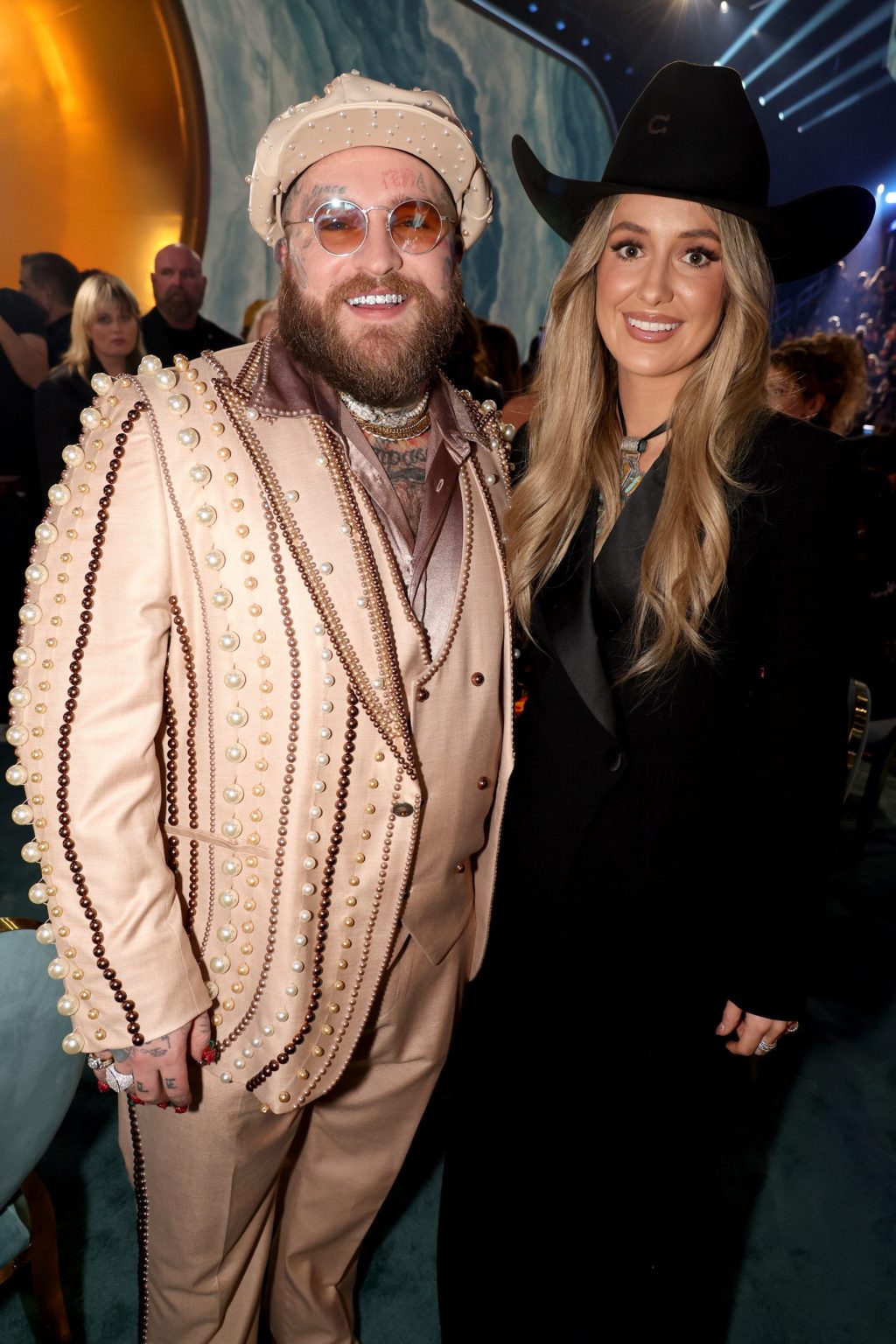 LOS ANGELES, CALIFORNIA - FEBRUARY 02: (L-R) Teddy Swims and Lainey Wilson attend the 67th Annual GRAMMY Awards at Crypto.com Arena on February 02, 2025 in Los Angeles, California. (Photo by Johnny Nunez/Getty Images for The Recording Academy)
