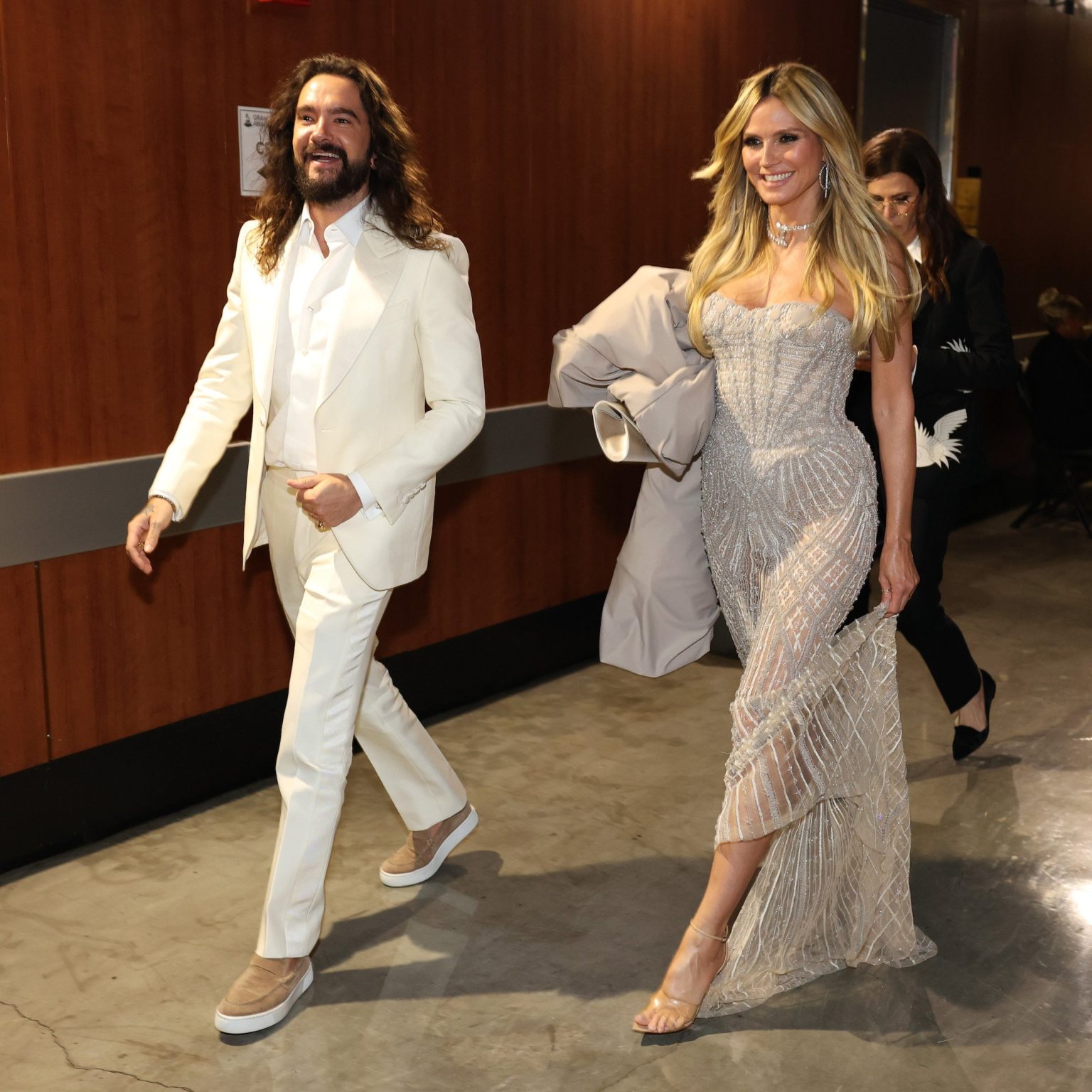 LOS ANGELES, CALIFORNIA - FEBRUARY 02: (L-R) Tom Kaulitz and Heidi Klum attend the 67th Annual GRAMMY Awards at Crypto.com Arena on February 02, 2025 in Los Angeles, California. (Photo by Matt Winkelmeyer/Getty Images for The Recording Academy)