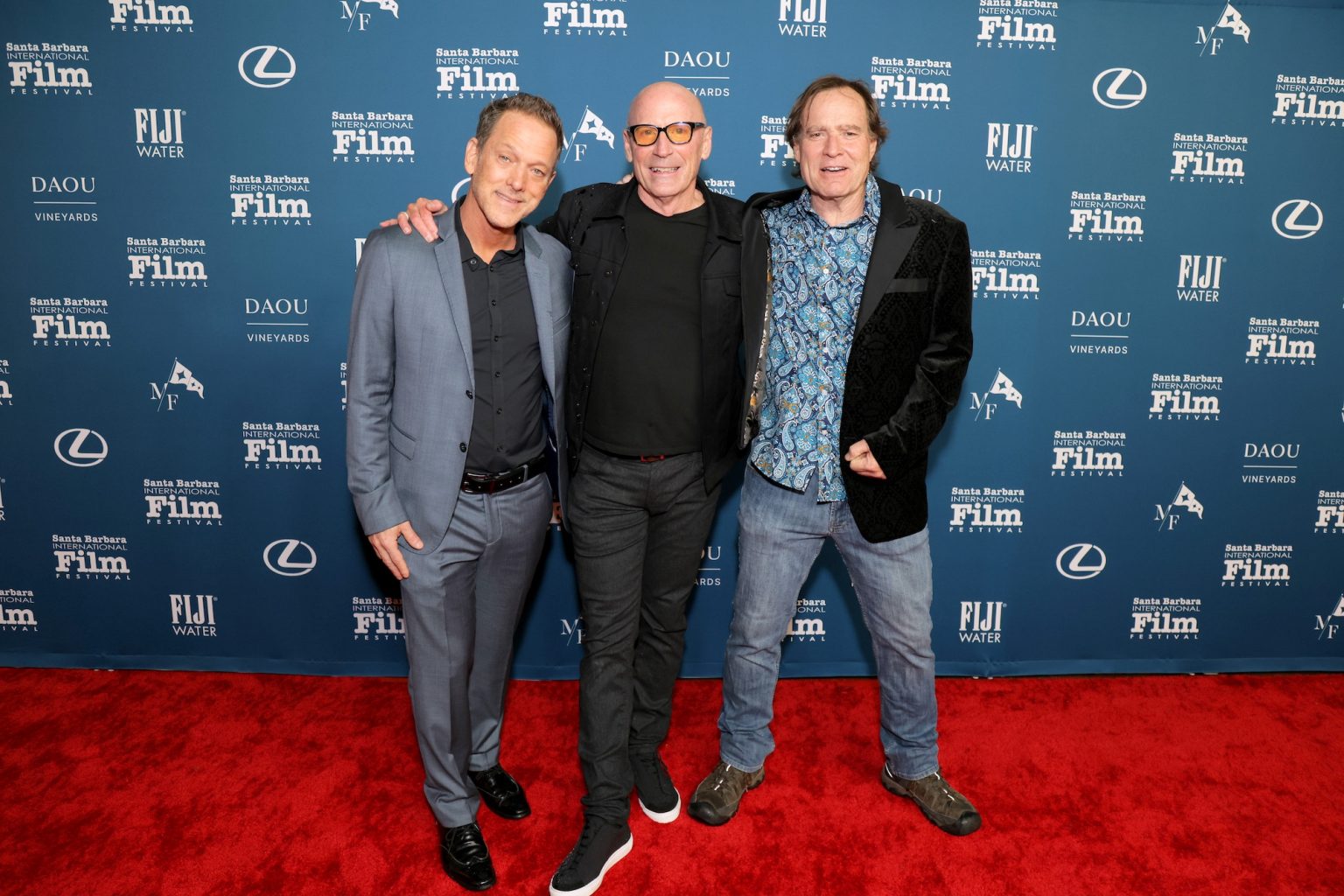 SANTA BARBARA, CALIFORNIA - FEBRUARY 06: (L-R) Craig Dobbin, Geoffrey Rockwell, and Tom Piozet attend the Outstanding Performer of the Year Award ceremony during the 40th Santa Barbara International Film Festival at Arlington Theatre on February 06, 2025 in Santa Barbara, California. (Photo by Rebecca Sapp/Getty Images for Santa Barbara International Film Festival)