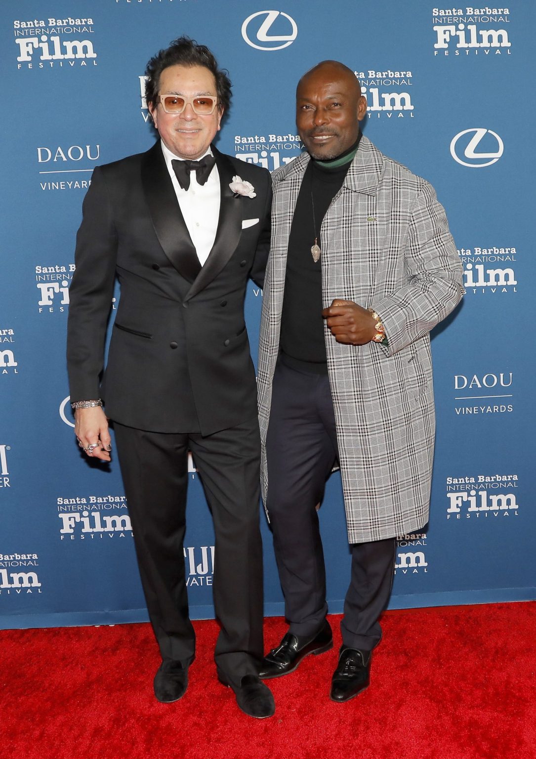 SANTA BARBARA, CALIFORNIA - FEBRUARY 06: SBIFF Executive Director Roger Durling and Jimmy Jean-Louis attendsthe Outstanding Performer of the Year Award ceremony during the 40th Santa Barbara International Film Festival at Arlington Theatre on February 06, 2025 in Santa Barbara, California. (Photo by Tibrina Hobson/Getty Images for Santa Barbara International Film Festival)