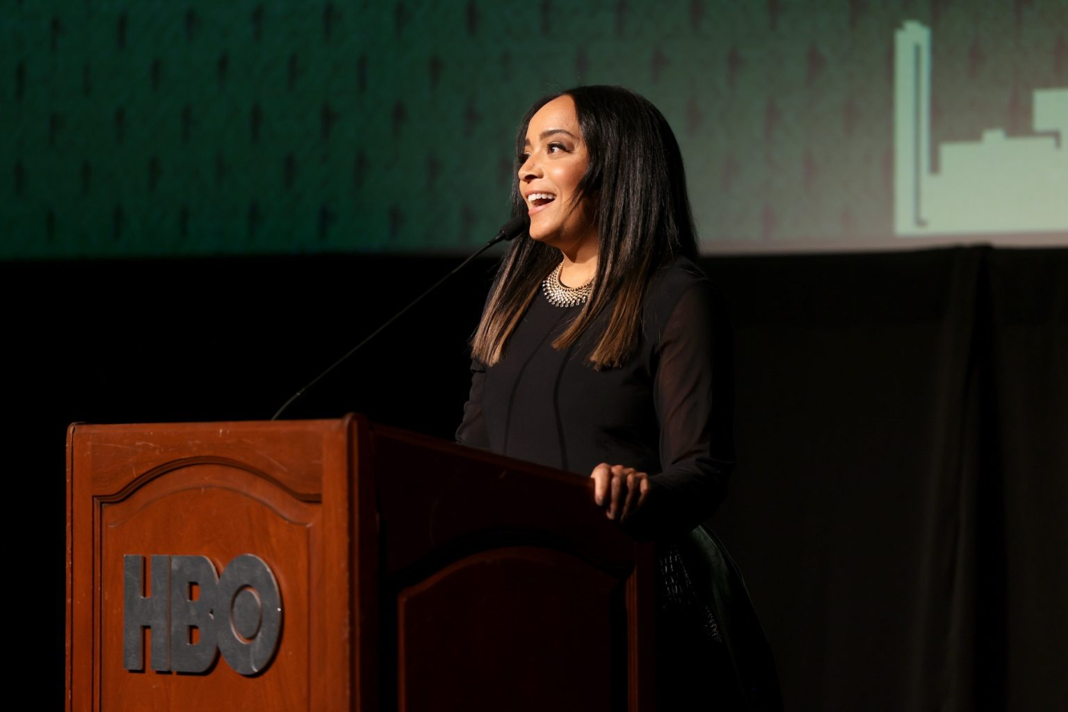 BOSTON, MA - FEBRUARY 21: Lauren Stowell speaks during the Premiere of HBO Original Documentary Series "Celtics City" on February 21, 2025 in Boston, Massachusetts. (Photo by Scott Eisen/Getty Images for HBO)