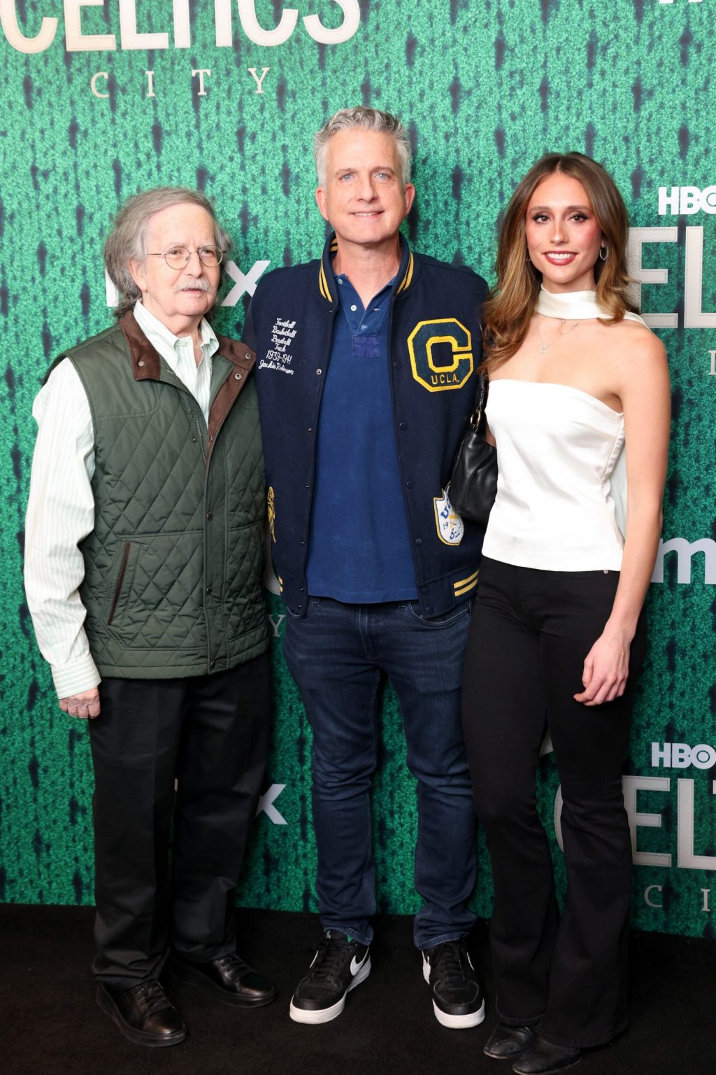 BOSTON, MA - FEBRUARY 21: Bill Simmons (C) and Zoe Simmons (R) attend the Premiere of HBO Original Documentary Series "Celtics City" on February 21, 2025 in Boston, Massachusetts. (Photo by Scott Eisen/Getty Images for HBO)