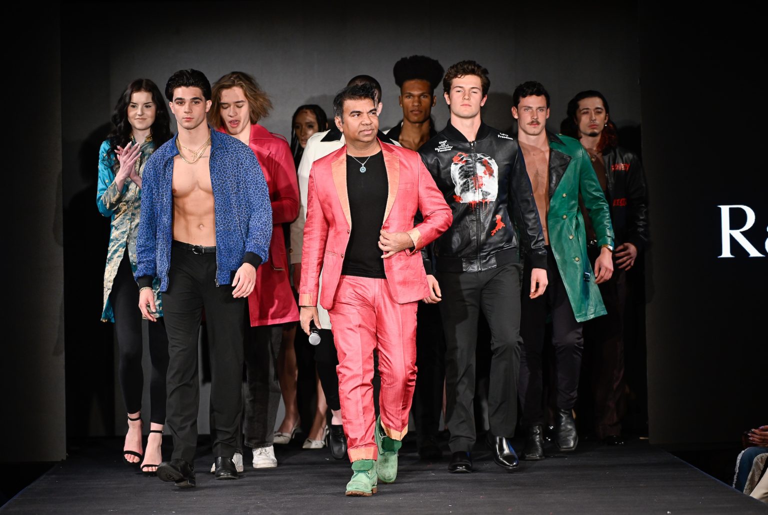 NEW YORK, NEW YORK - FEBRUARY 08: Designer Rajeev Fernando (C) and models walk the runway at the Rajeev Fernando show during New York Fashion Week Powered By Art Hearts Fashion at The Angel Orensanz Foundation on February 08, 2025 in New York City. (Photo by Arun Nevader/Getty Images for Art Hearts Fashion)