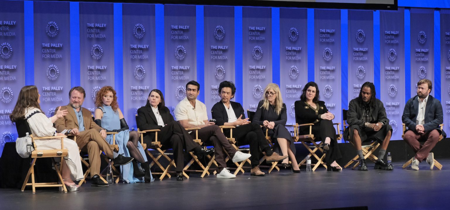 HOLLYWOOD CA - MARCH 29: Moderator Aidy Bryant with the cast and creatives of Poker Face at PaleyFest LA 2025 honoring Poker Face, presented by the Paley Center for Media, at the DOLBY THEATRE on March 29, 2025 in Hollywood, California. © Michael Bulbenko