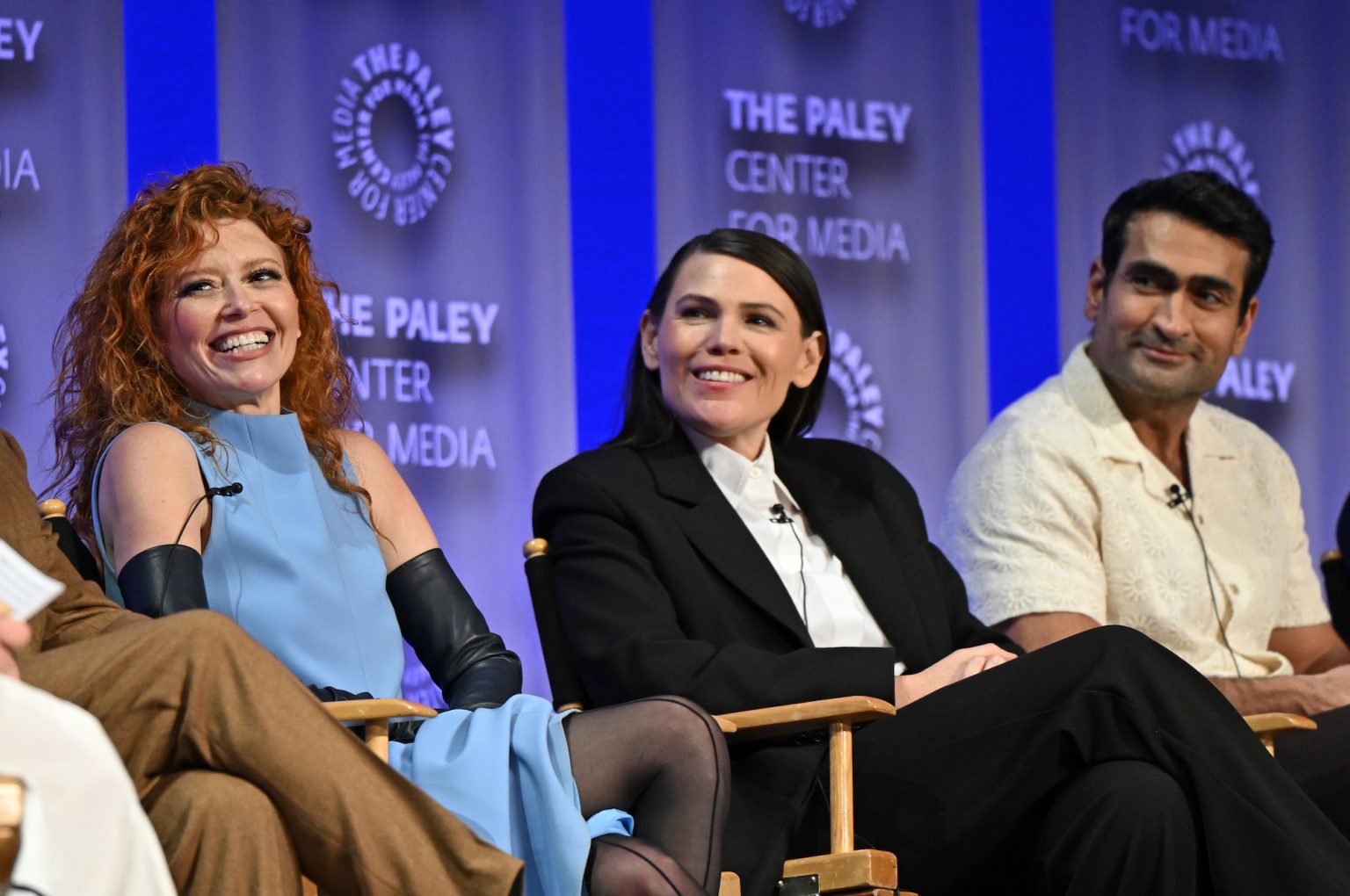 HOLLYWOOD CA - MARCH 29: Writer/Director/Executive Producer Natasha Lyonne, Season 2 Director Clea DuVall, and Kumail Nanjiani at PaleyFest LA 2025 honoring Poker Face, presented by the Paley Center for Media, at the DOLBY THEATRE on March 29, 2025 in Hollywood, California. © Kevin Parry