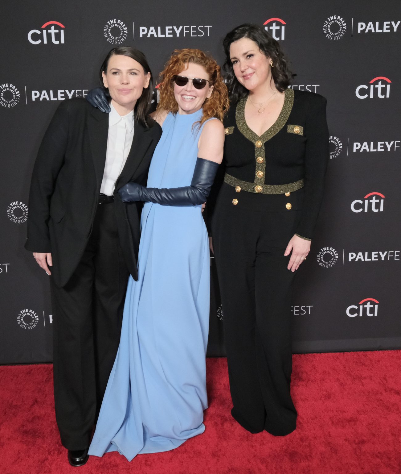 HOLLYWOOD CA - MARCH 29: Season 2 Director Clea DuVall, Writer/Director/Executive Producer Natasha Lyonne, and Melanie Lynskey at PaleyFest LA 2025 honoring Poker Face, presented by the Paley Center for Media, at the DOLBY THEATRE on March 29, 2025 in Hollywood, California. © Michael Bulbenko