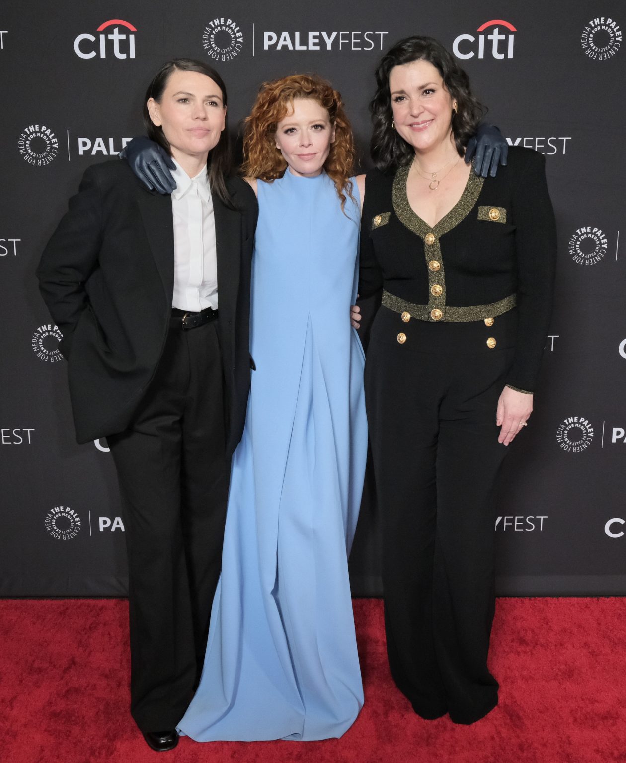 HOLLYWOOD CA - MARCH 29: Season 2 Director Clea DuVall, Writer/Director/Executive Producer Natasha Lyonne, and Melanie Lynskey at PaleyFest LA 2025 honoring Poker Face, presented by the Paley Center for Media, at the DOLBY THEATRE on March 29, 2025 in Hollywood, California. © Michael Bulbenko