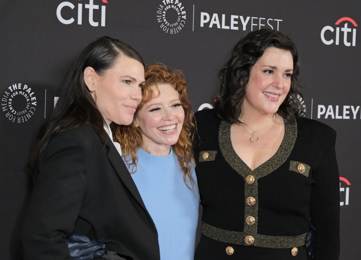 HOLLYWOOD CA - MARCH 29: Season 2 Director Clea DuVall, Writer/Director/Executive Producer Natasha Lyonne, and Melanie Lynskey at PaleyFest LA 2025 honoring Poker Face, presented by the Paley Center for Media, at the DOLBY THEATRE on March 29, 2025 in Hollywood, California. © Michael Bulbenko