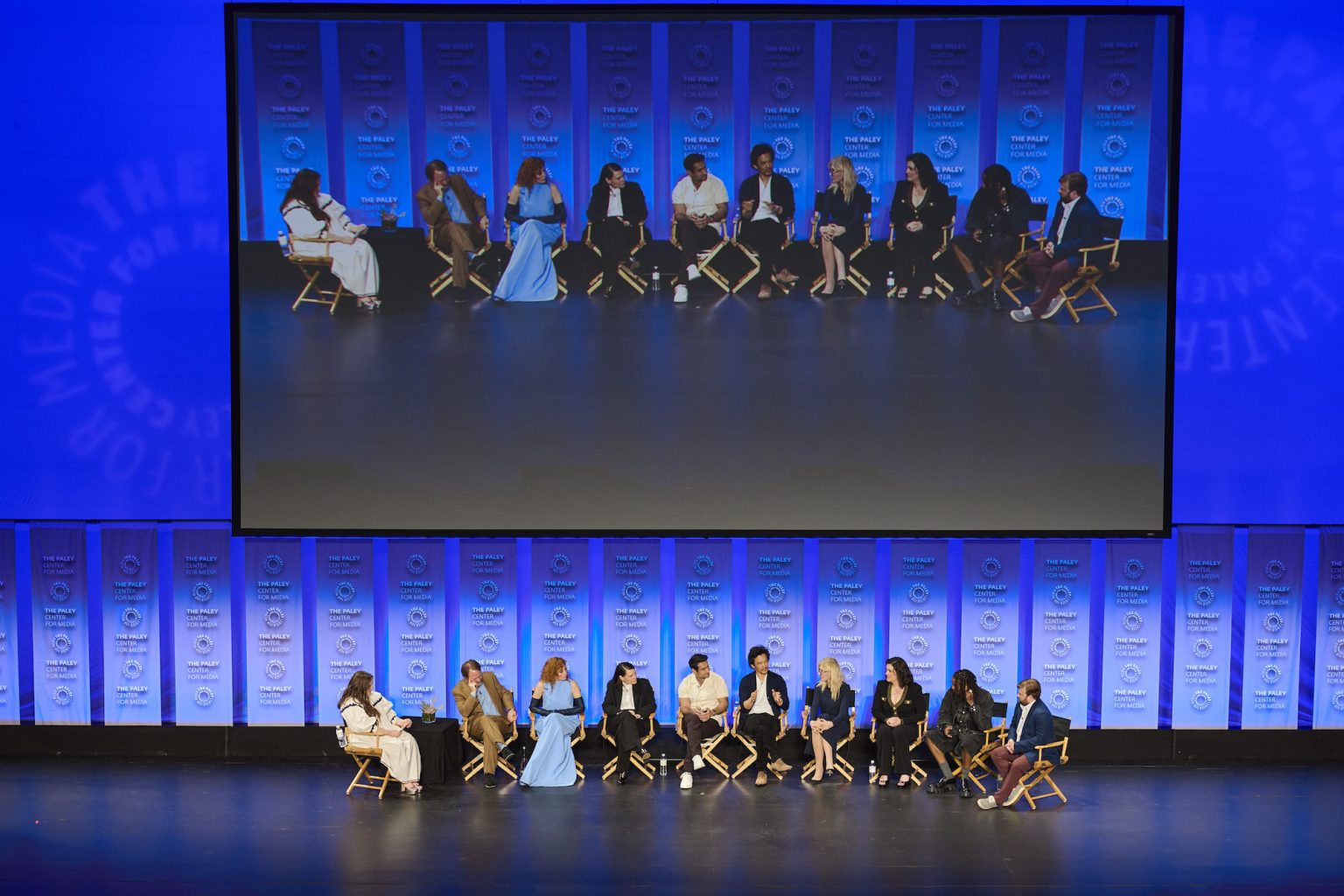 HOLLYWOOD CA - MARCH 29: Moderator Aidy Bryant with the cast and creatives of Poker Face at PaleyFest LA 2025 honoring Poker Face, presented by the Paley Center for Media, at the DOLBY THEATRE on March 29, 2025 in Hollywood, California. © Courtney McAllister