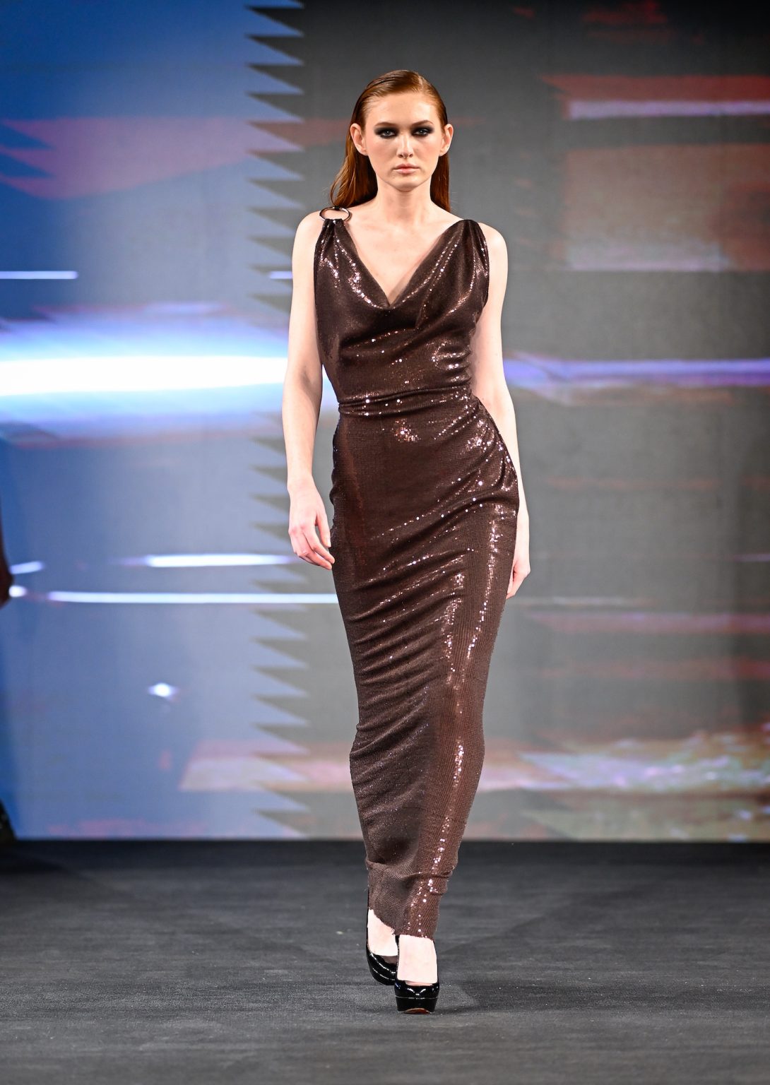 NEW YORK, NEW YORK - FEBRUARY 06: A model walks the runway at the Samuel Gärtner show during New York Fashion Week Powered By Art Hearts Fashion at The Angel Orensanz Foundation on February 06, 2025 in New York City. (Photo by Arun Nevader/Getty Images for Art Hearts Fashion)