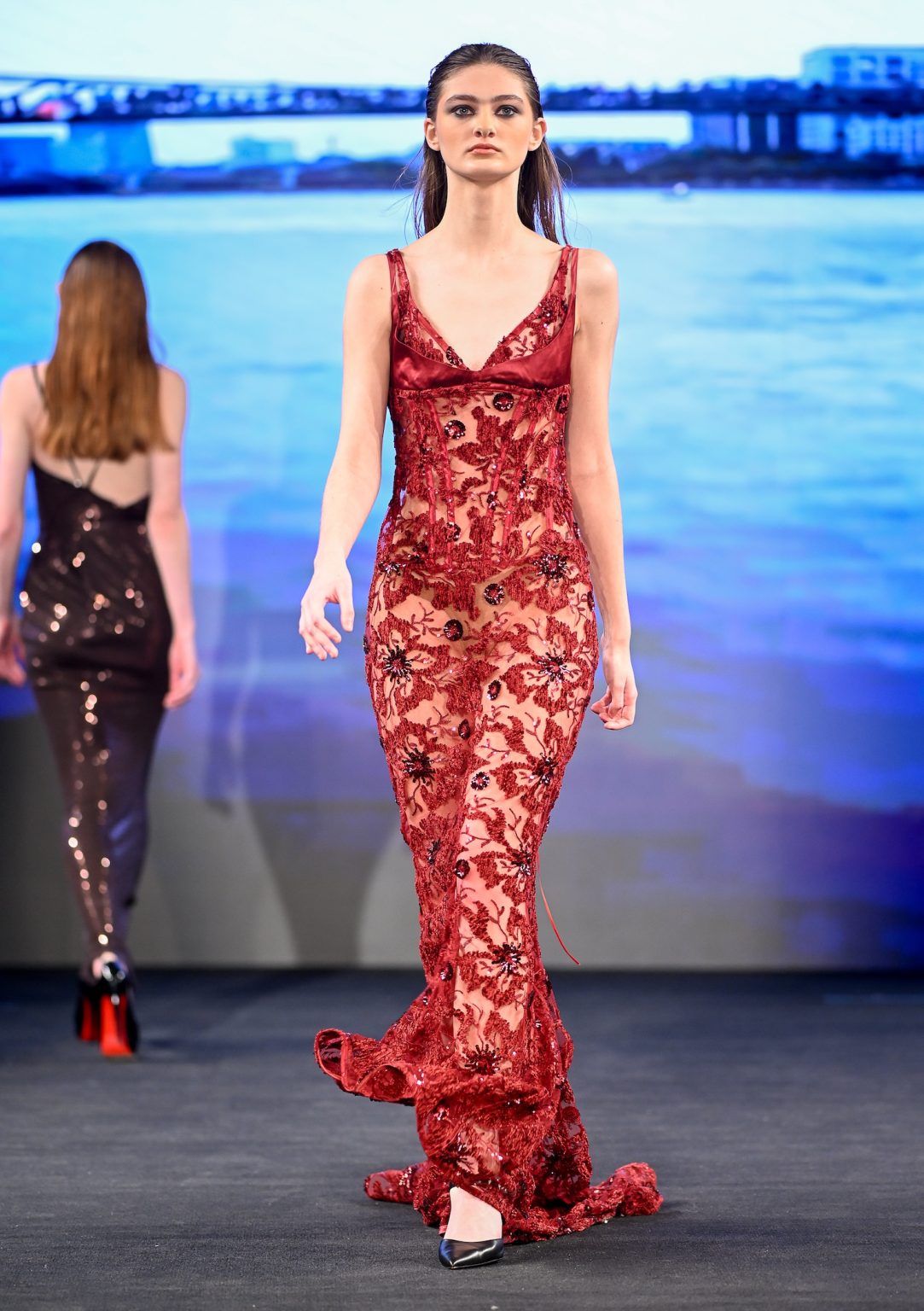 NEW YORK, NEW YORK - FEBRUARY 06: A model walks the runway at the Samuel Gärtner show during New York Fashion Week Powered By Art Hearts Fashion at The Angel Orensanz Foundation on February 06, 2025 in New York City. (Photo by Arun Nevader/Getty Images for Art Hearts Fashion)