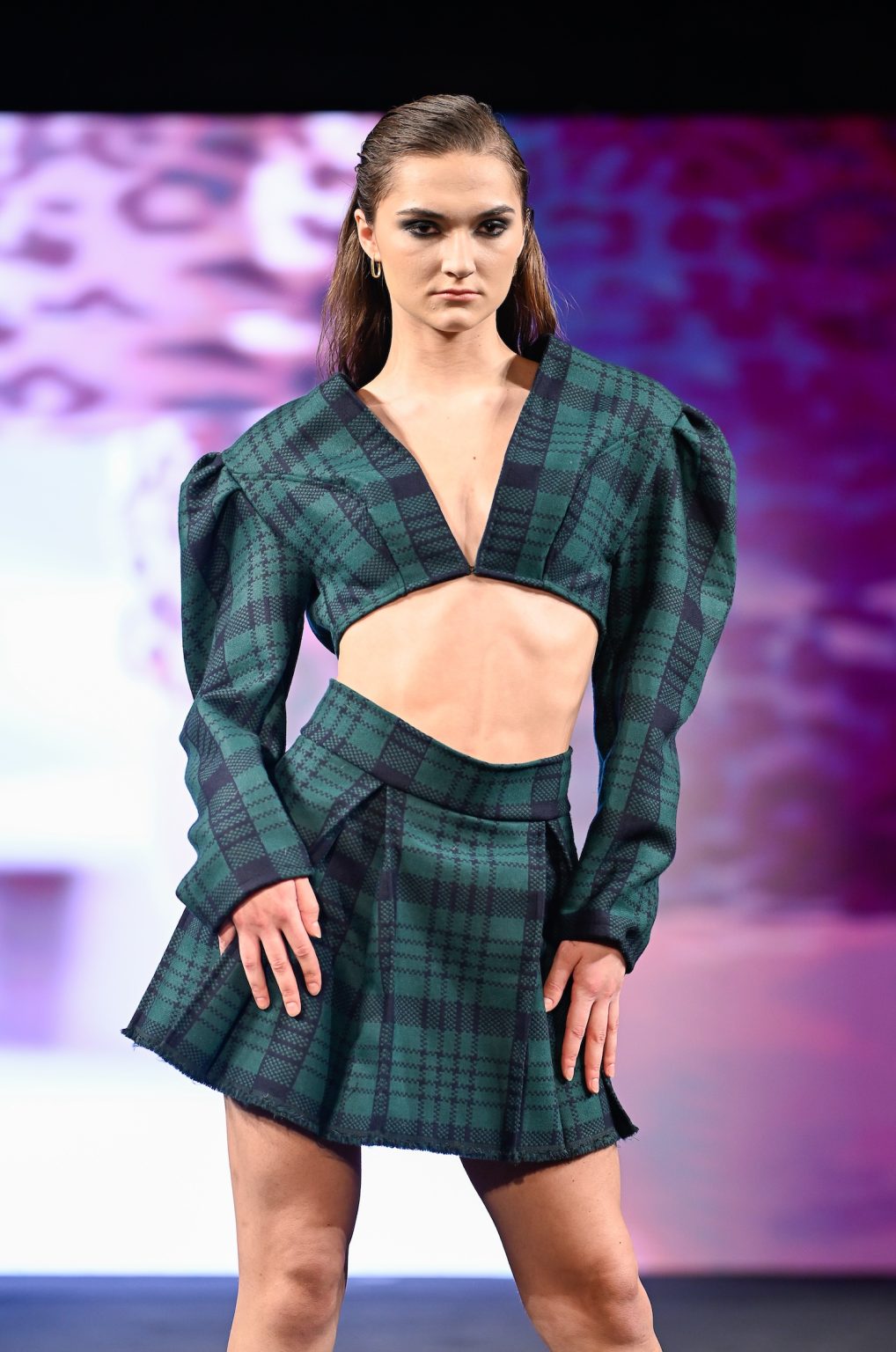 NEW YORK, NEW YORK - FEBRUARY 06: A model walks the runway at the Samuel Gärtner show during New York Fashion Week Powered By Art Hearts Fashion at The Angel Orensanz Foundation on February 06, 2025 in New York City. (Photo by Arun Nevader/Getty Images for Art Hearts Fashion)