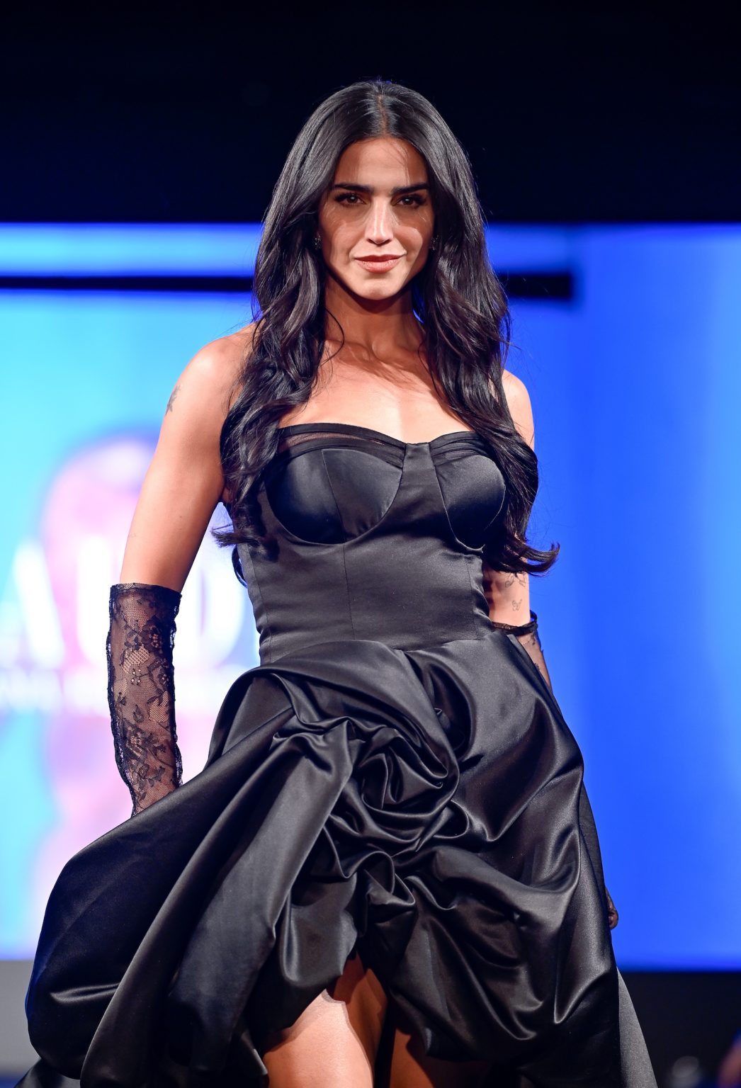NEW YORK, NEW YORK - FEBRUARY 06: Actor Barbara De Regil Schoenwald walks the runway at the Glaudi show during New York Fashion Week Powered By Art Hearts Fashion at The Angel Orensanz Foundation on February 06, 2025 in New York City. (Photo by Arun Nevader/Getty Images for Art Hearts Fashion)