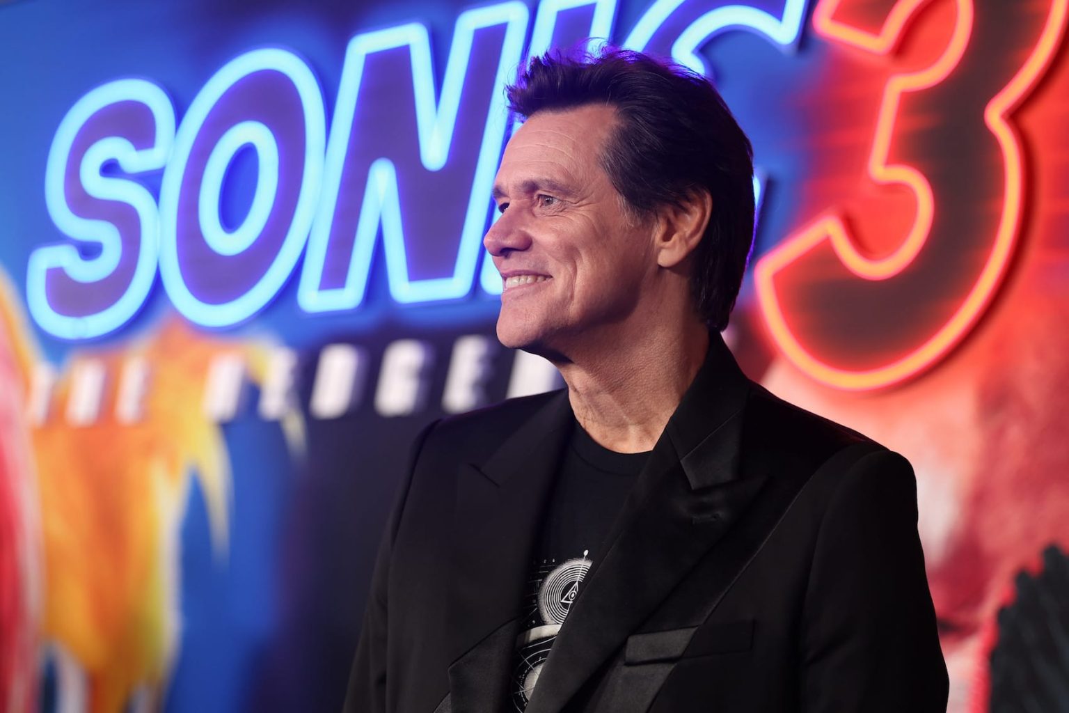 HOLLYWOOD, CALIFORNIA - DECEMBER 16: Jim Carrey attends the "Sonic The Hedgehog 3" Los Angeles premiere at the TCL Chinese Theatre on December 16, 2024, in Hollywood, California. (Photo by Phillip Faraone/Getty Images for Paramount Pictures)