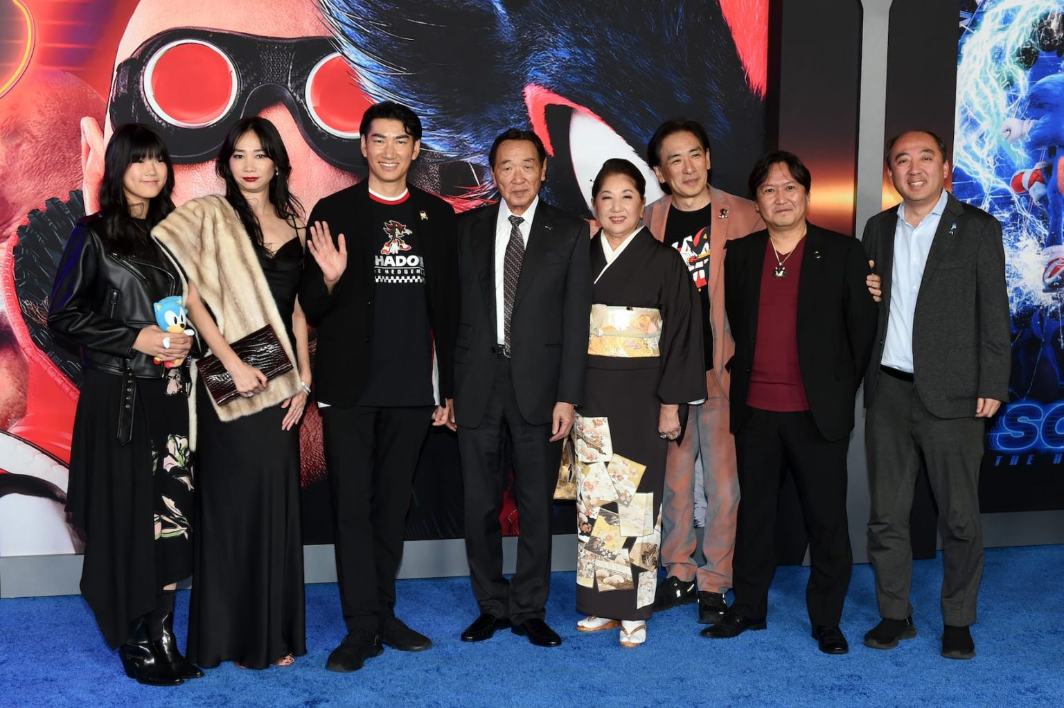 HOLLYWOOD, CALIFORNIA - DECEMBER 16: Kate Satomi, Megumi Satomi, Haruki Satomi, Hajime Satomi, Mieko Satomi Shuji Utsumi, Takashi Iizuka, and Yukio Sugino attend the "Sonic The Hedgehog 3" Los Angeles premiere at the TCL Chinese Theatre on December 16, 2024, in Hollywood, California. (Photo by Vivien Killilea/Getty Images for Paramount Pictures)