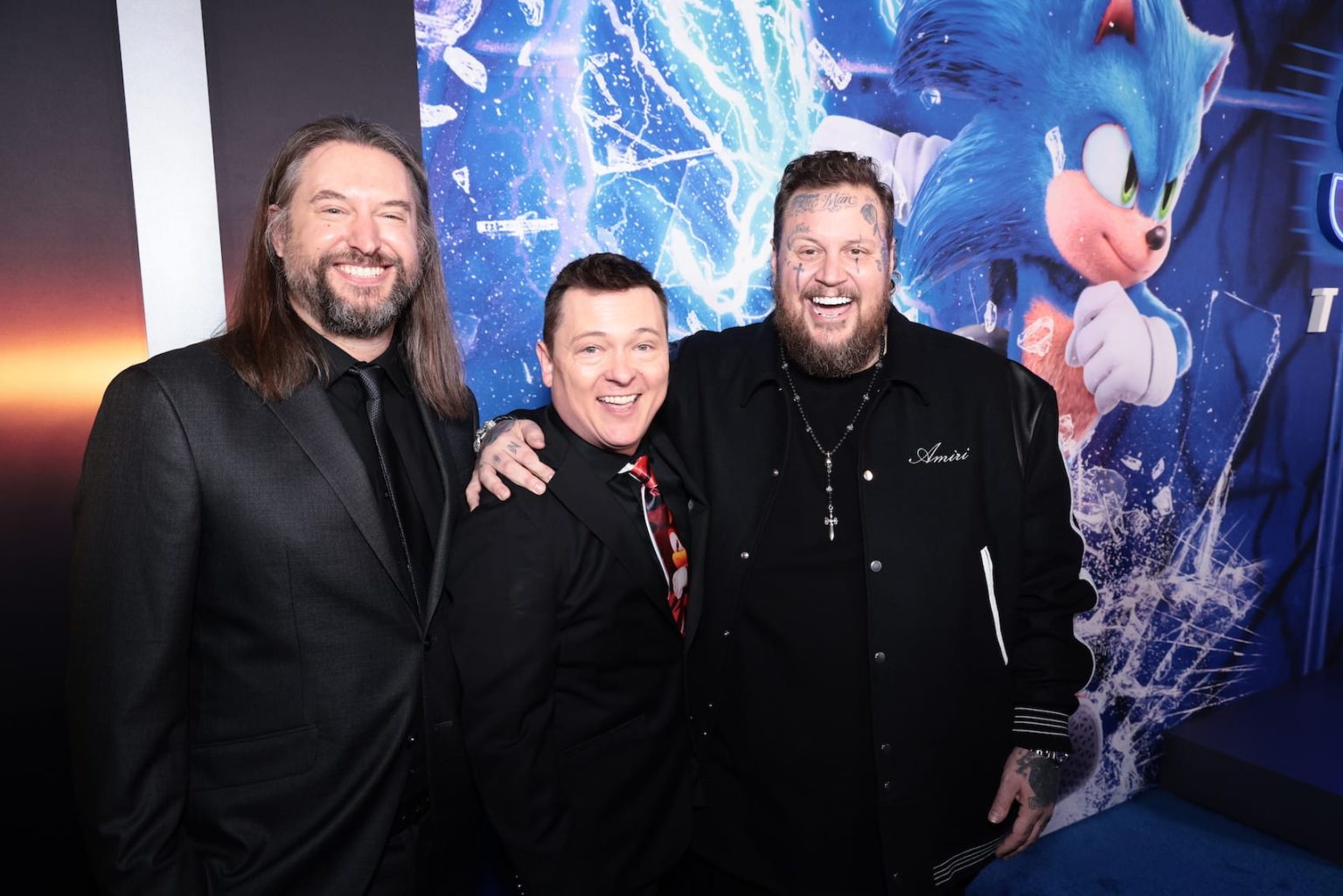 Pat Casey, Josh Miller and Jelly Roll attend the "Sonic The Hedgehog 3" Los Angeles Premiere at the TCL Chinese Theatre in Hollywood, CA on Monday, December 16, 2024 (photo: Alex J. Berliner/ABImages)