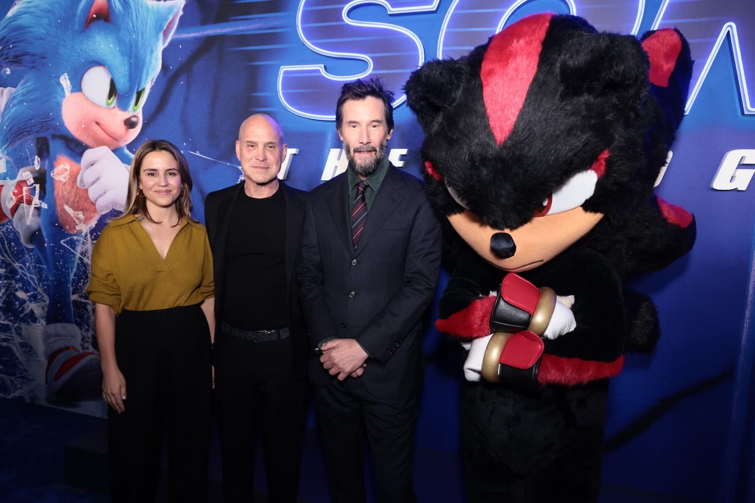 Daria Cercek, Brian Robbins and Keanu Reeves attend the "Sonic The Hedgehog 3" Los Angeles Premiere at the TCL Chinese Theatre in Hollywood, CA on Monday, December 16, 2024 (photo: Alex J. Berliner/ABImages)