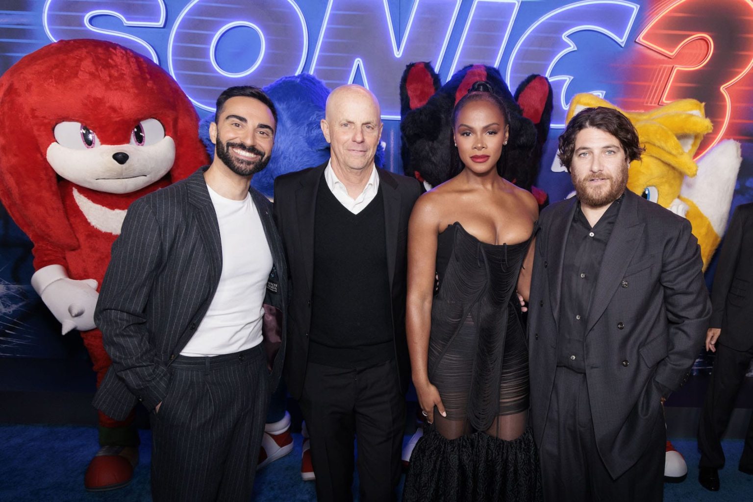 Lee Majdoub, Neal H. Mortiz, Tika Sumpter and Adam Pally attend the "Sonic The Hedgehog 3" Los Angeles Premiere at the TCL Chinese Theatre in Hollywood, CA on Monday, December 16, 2024 (photo: Alex J. Berliner/ABImages)