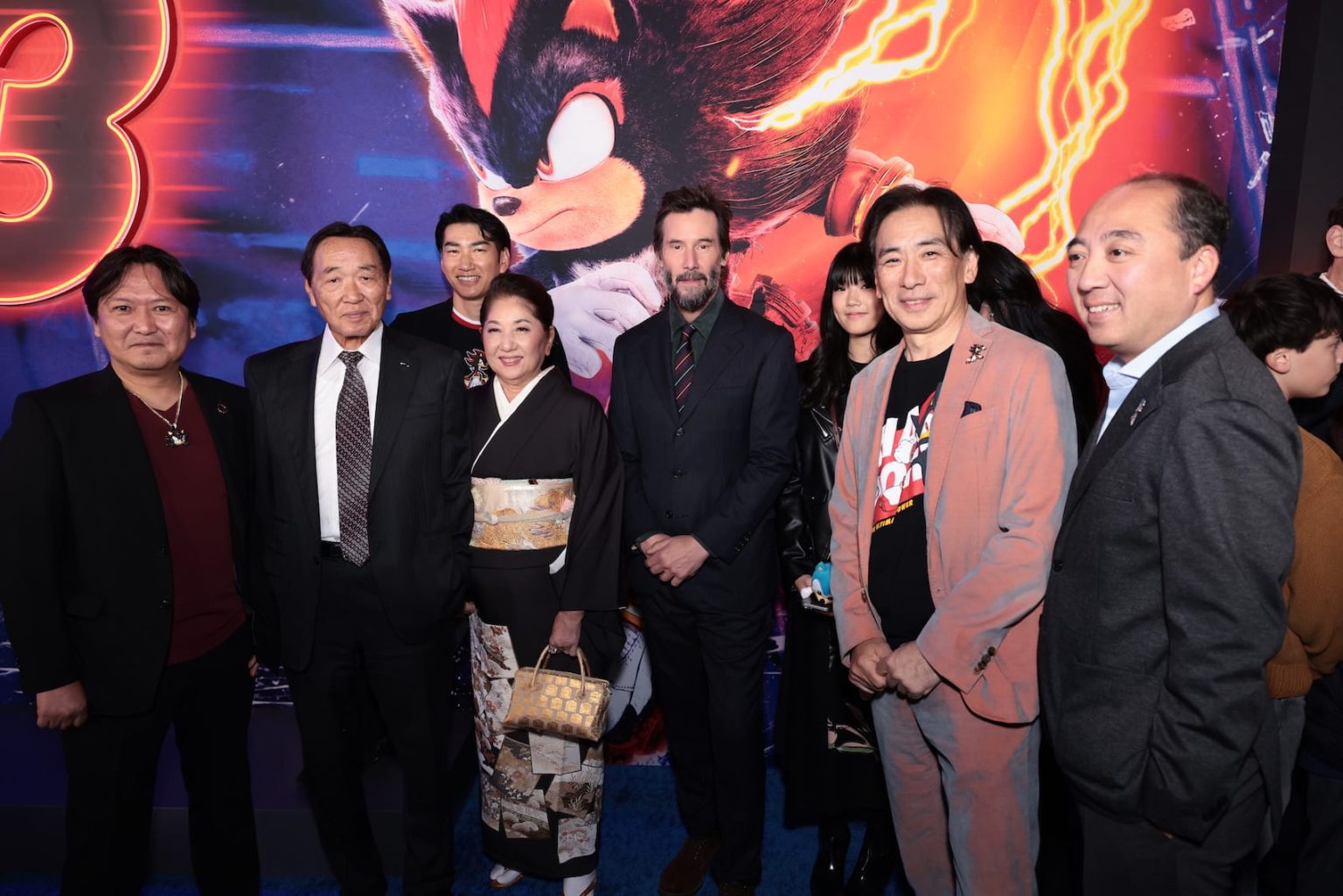 Takashi Iizuka, Hajime Satomi, Haruki Satomi, Meiko Satomi, Keanu Reeves, Kate Satomi, Shuji Utsumi and Yukio Sugino attend the "Sonic The Hedgehog 3" Los Angeles Premiere at the TCL Chinese Theatre in Hollywood, CA on Monday, December 16, 2024 (photo: Alex J. Berliner/ABImages)