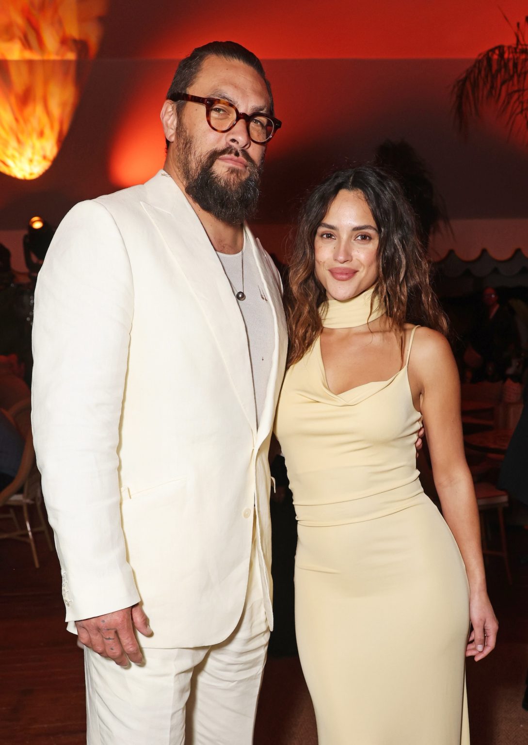 CANNES, FRANCE - MAY 19: Jason Momoa and Adria Arjona attend the "Splitsville" after-party presented by Minuty and Veuve Clicquot during the Cannes Film Festival at Lucia Cannes by Nikki Beach Hospitality Group on May 19, 2025 in Cannes, France. Photo by Dave Benett