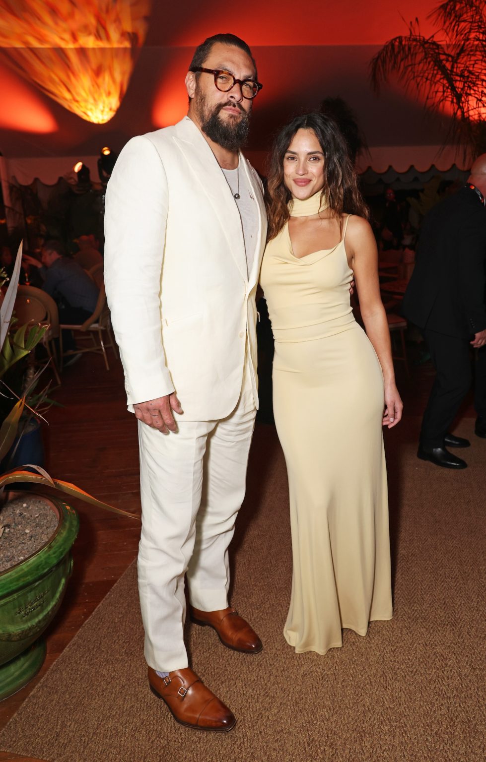 CANNES, FRANCE - MAY 19: Jason Momoa and Adria Arjona attend the "Splitsville" after-party presented by Minuty and Veuve Clicquot during the Cannes Film Festival at Lucia Cannes by Nikki Beach Hospitality Group on May 19, 2025 in Cannes, France. Photo by Dave Benett