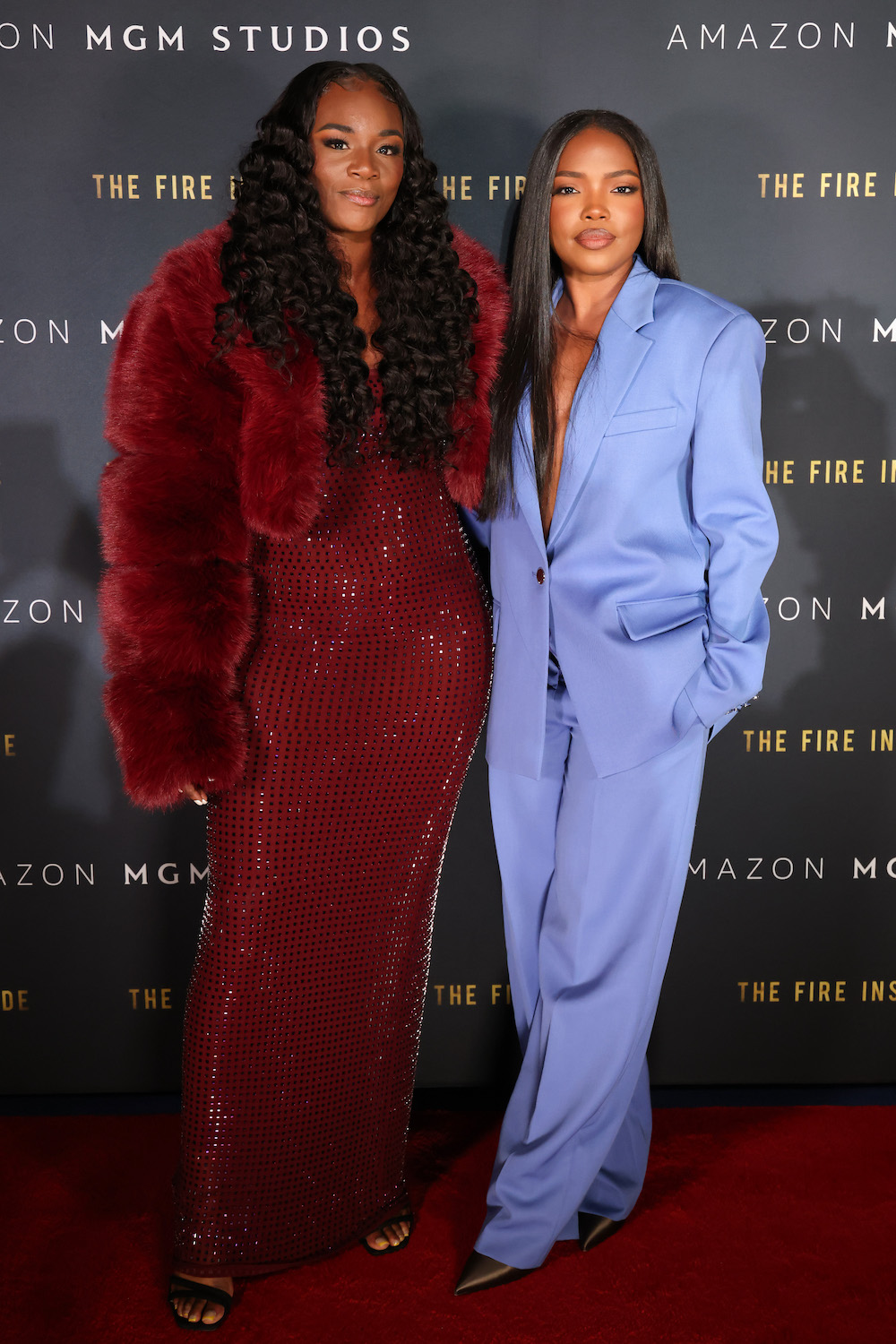 FLINT, MICHIGAN - NOVEMBER 10: (L-R) Claressa Shields and Ryan Destiny attend The Fire Inside – Flint Community Screening at Cinemark Flint West on November 10, 2024 in Flint, Michigan. (Photo by Scott Legato/Getty Images for The Fire Inside)