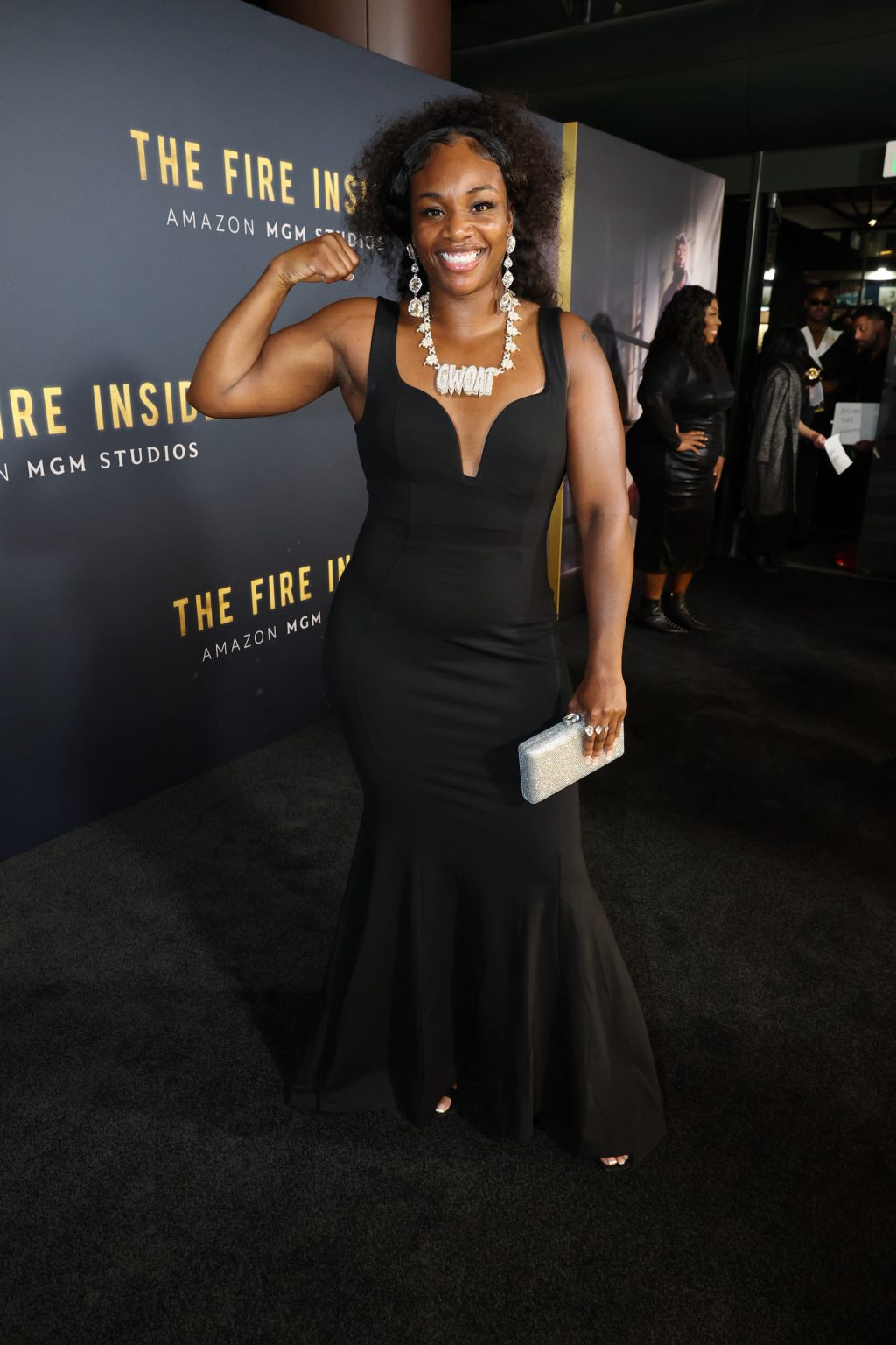 LOS ANGELES, CALIFORNIA - DECEMBER 04: Claressa Shields attends the Los Angeles Premiere Of "The Fire Inside" at DGA Theater Complex on December 04, 2024 in Los Angeles, California. (Photo by Eric Charbonneau/Amazon MGM Studios via Getty Images)
