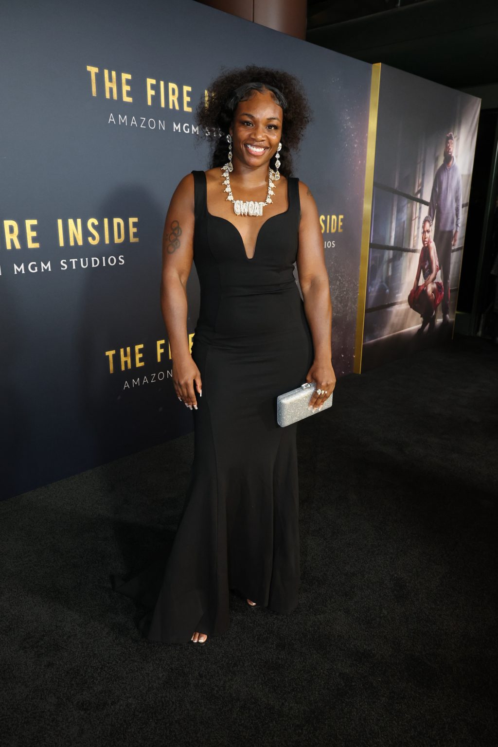 LOS ANGELES, CALIFORNIA - DECEMBER 04: Claressa Shields attends the Los Angeles Premiere Of "The Fire Inside" at DGA Theater Complex on December 04, 2024 in Los Angeles, California. (Photo by Eric Charbonneau/Amazon MGM Studios via Getty Images)