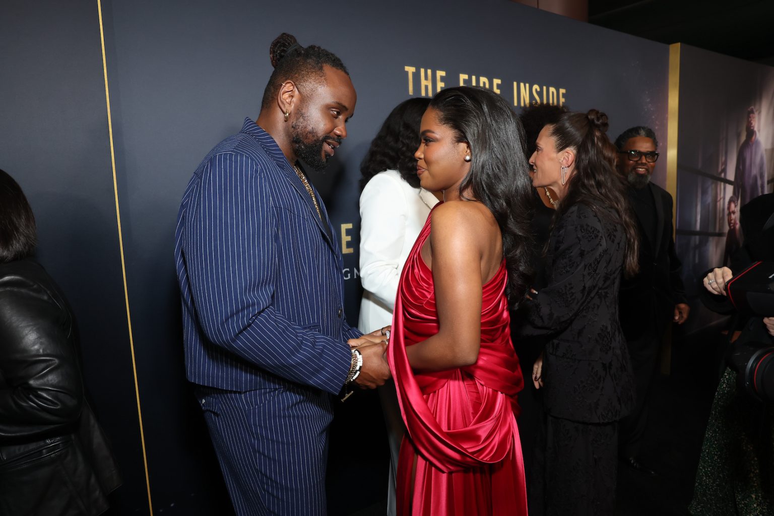 LOS ANGELES, CALIFORNIA - DECEMBER 04: Ryan Destiny and Brian Tyree Henry attend the Los Angeles Premiere Of "The Fire Inside" at DGA Theater Complex on December 04, 2024 in Los Angeles, California. (Photo by Stewart Cook/Amazon MGM Studios via Getty Images)