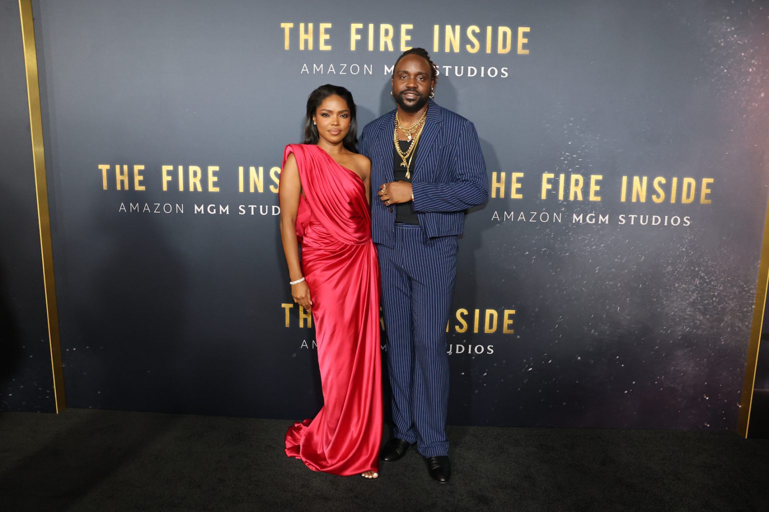 LOS ANGELES, CALIFORNIA - DECEMBER 04: Ryan Destiny and Brian Tyree Henry attend the Los Angeles Premiere Of "The Fire Inside" at DGA Theater Complex on December 04, 2024 in Los Angeles, California. (Photo by Eric Charbonneau/Amazon MGM Studios via Getty Images)