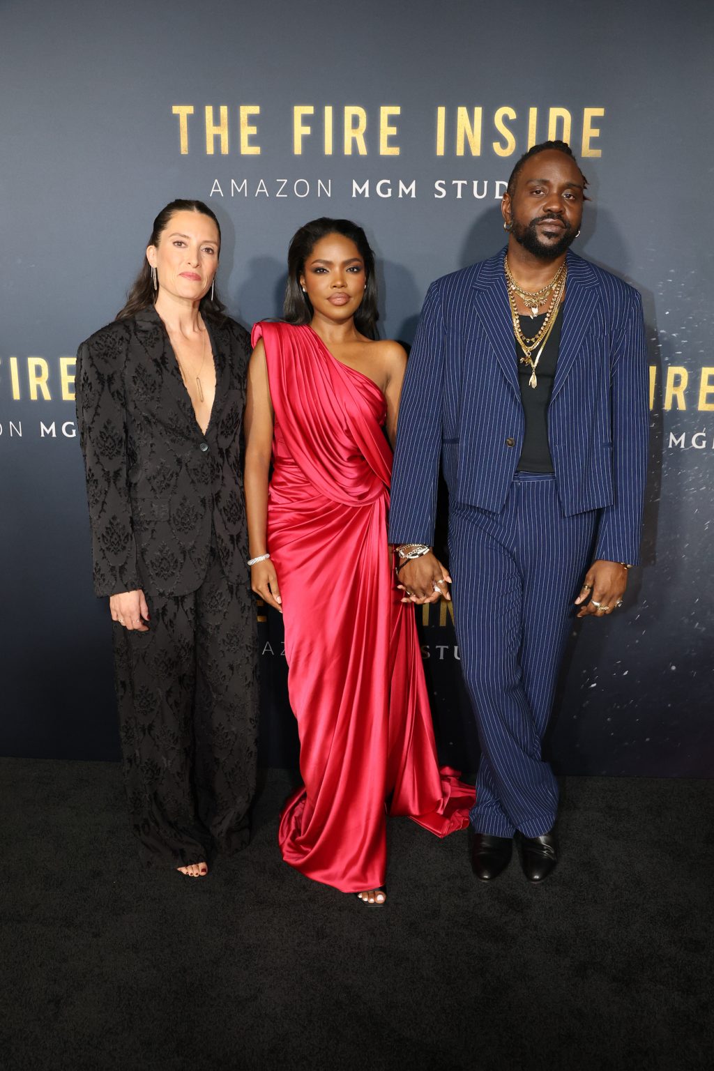 LOS ANGELES, CALIFORNIA - DECEMBER 04: Director Rachel Morrison, Ryan Destiny and Brian Tyree Henry attend the Los Angeles Premiere Of "The Fire Inside" at DGA Theater Complex on December 04, 2024 in Los Angeles, California. (Photo by Eric Charbonneau/Amazon MGM Studios via Getty Images)