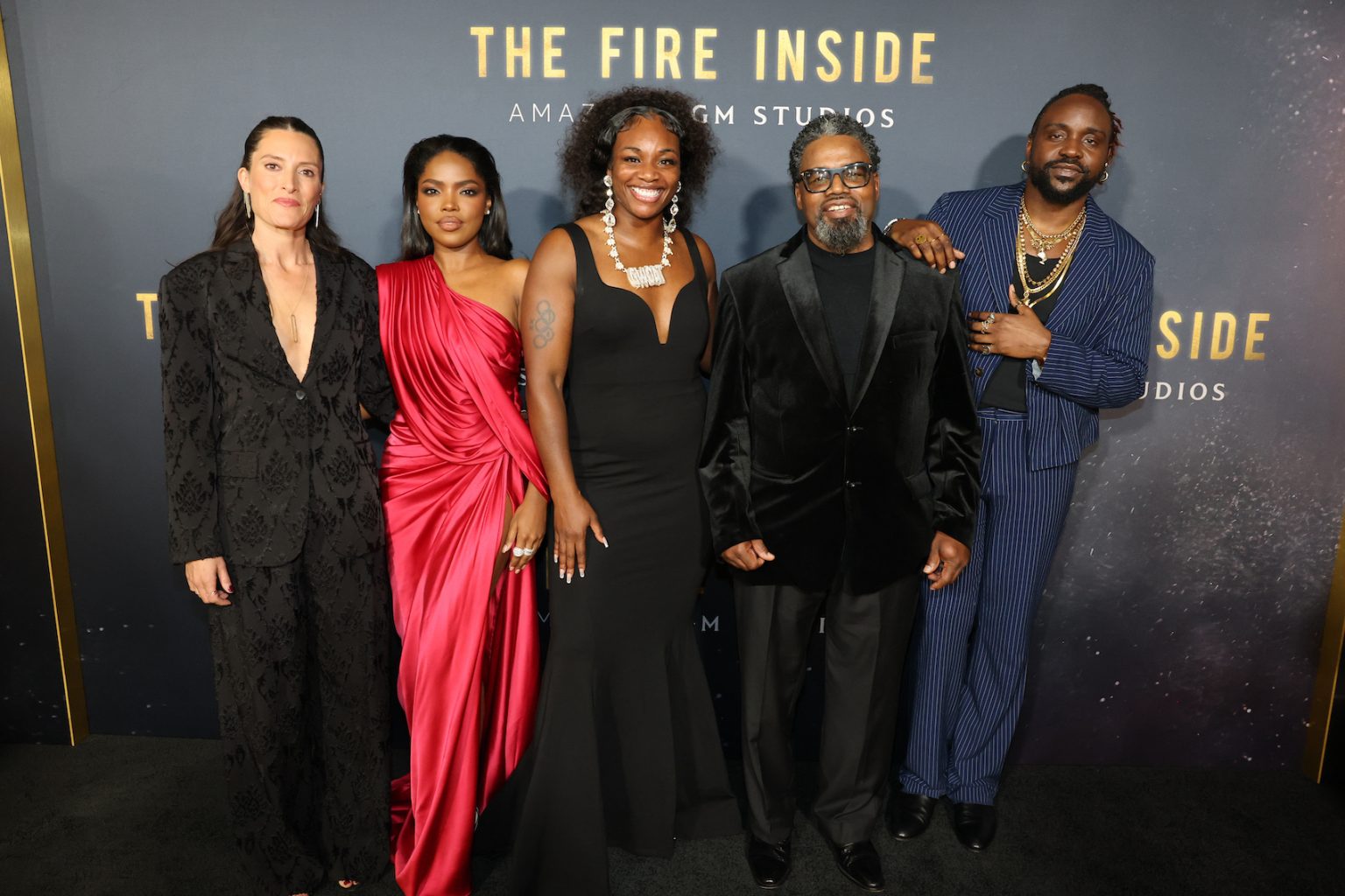 LOS ANGELES, CALIFORNIA - DECEMBER 04: Ryan Destiny, Claressa Shields, Jason Crutchfield and Brian Tyree Henry attend the Los Angeles Premiere Of "The Fire Inside" at DGA Theater Complex on December 04, 2024 in Los Angeles, California. (Photo by Eric Charbonneau/Amazon MGM Studios via Getty Images)