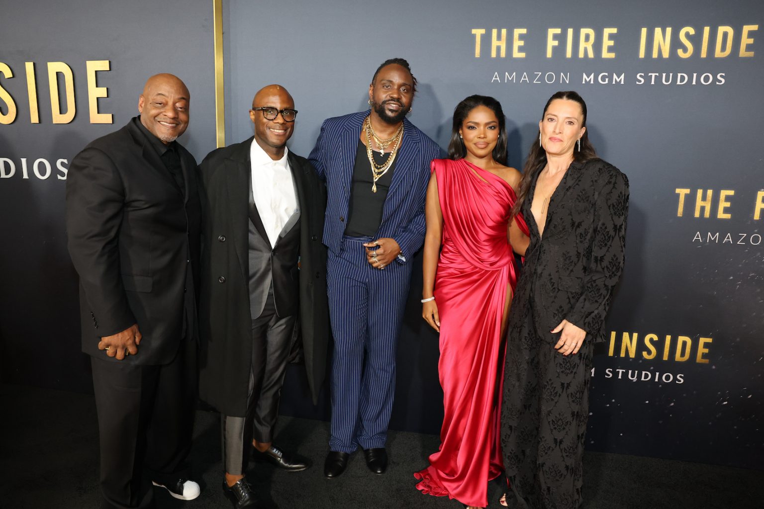 LOS ANGELES, CALIFORNIA - DECEMBER 04: Adam Clark, Producer Barry Jenkins, Brian Tyree Henry, Ryan Destiny and Director Rachel Morrison attend the Los Angeles Premiere Of "The Fire Inside" at DGA Theater Complex on December 04, 2024 in Los Angeles, California. (Photo by Eric Charbonneau/Amazon MGM Studios via Getty Images)