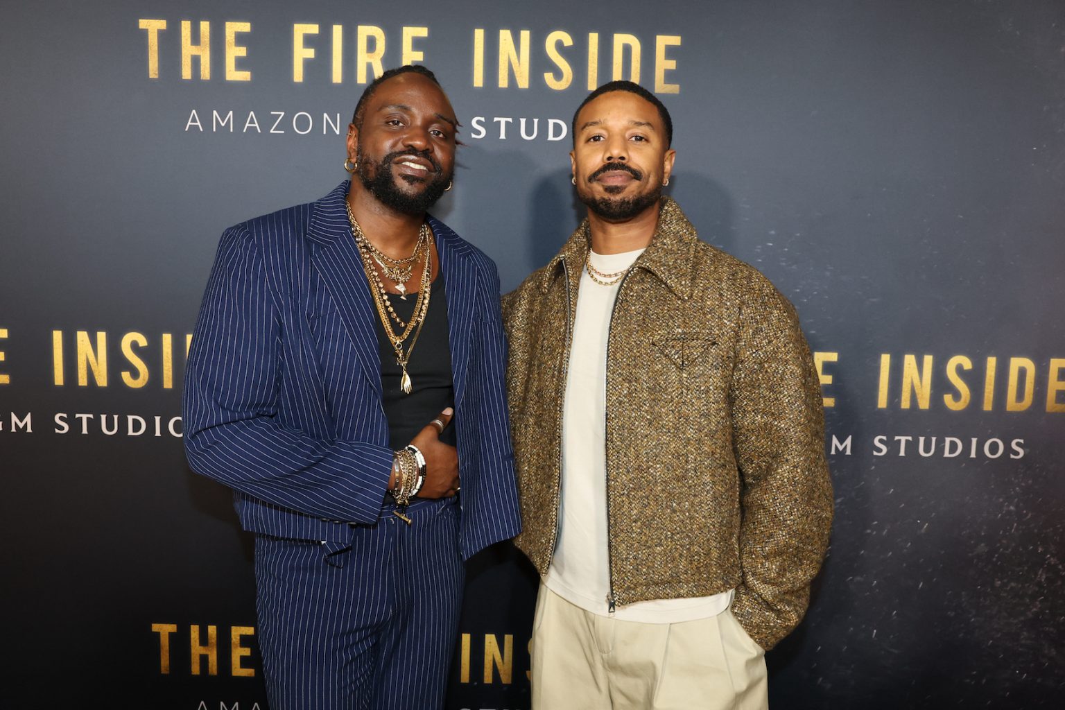 LOS ANGELES, CALIFORNIA - DECEMBER 04: Brian Tyree Henry and Michael B. Jordan attend the Los Angeles Premiere Of "The Fire Inside" at DGA Theater Complex on December 04, 2024 in Los Angeles, California. (Photo by Eric Charbonneau/Amazon MGM Studios via Getty Images)