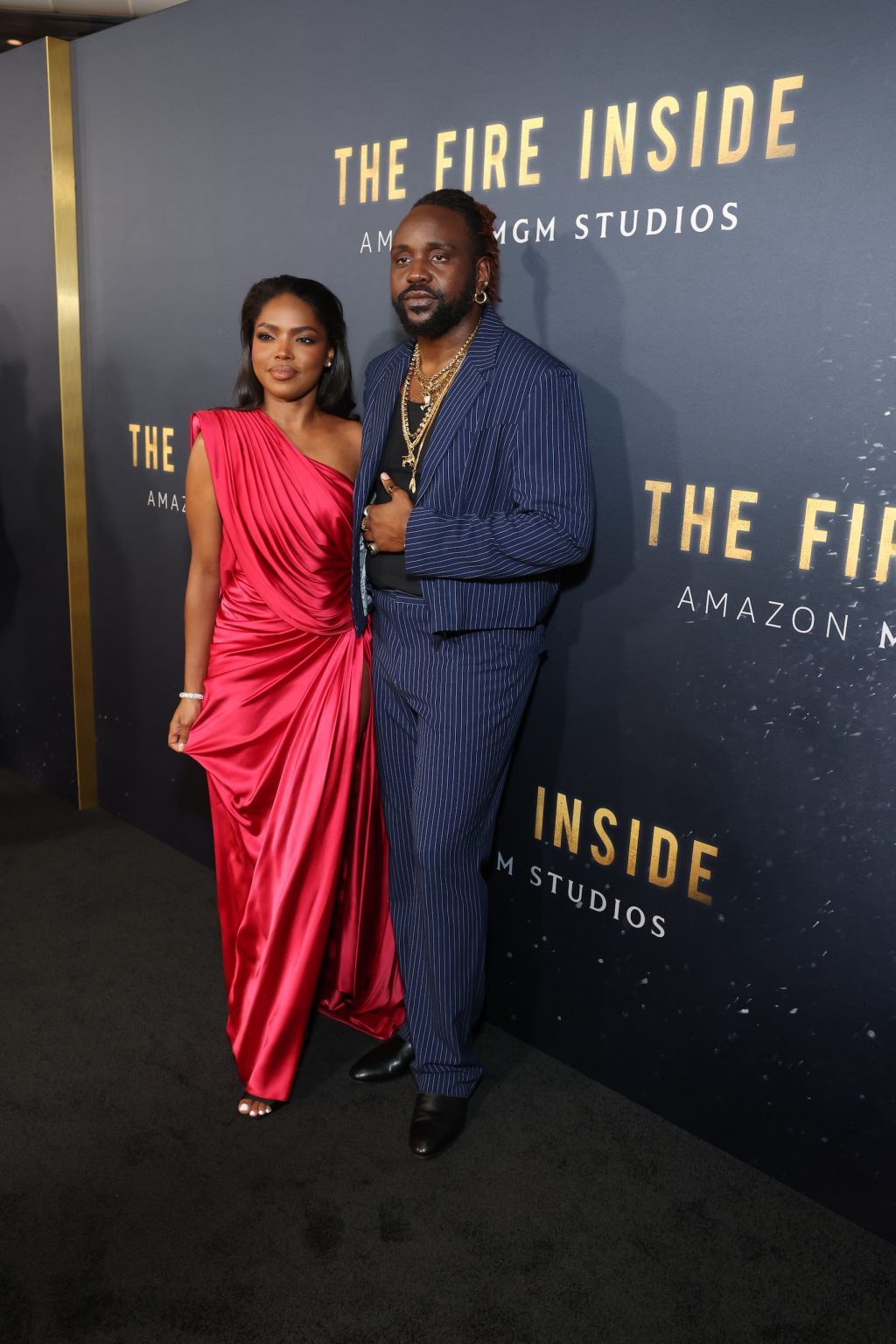 LOS ANGELES, CALIFORNIA - DECEMBER 04: Ryan Destiny and Brian Tyree Henry attend the Los Angeles Premiere Of "The Fire Inside" at DGA Theater Complex on December 04, 2024 in Los Angeles, California. (Photo by Stewart Cook/Amazon MGM Studios via Getty Images)