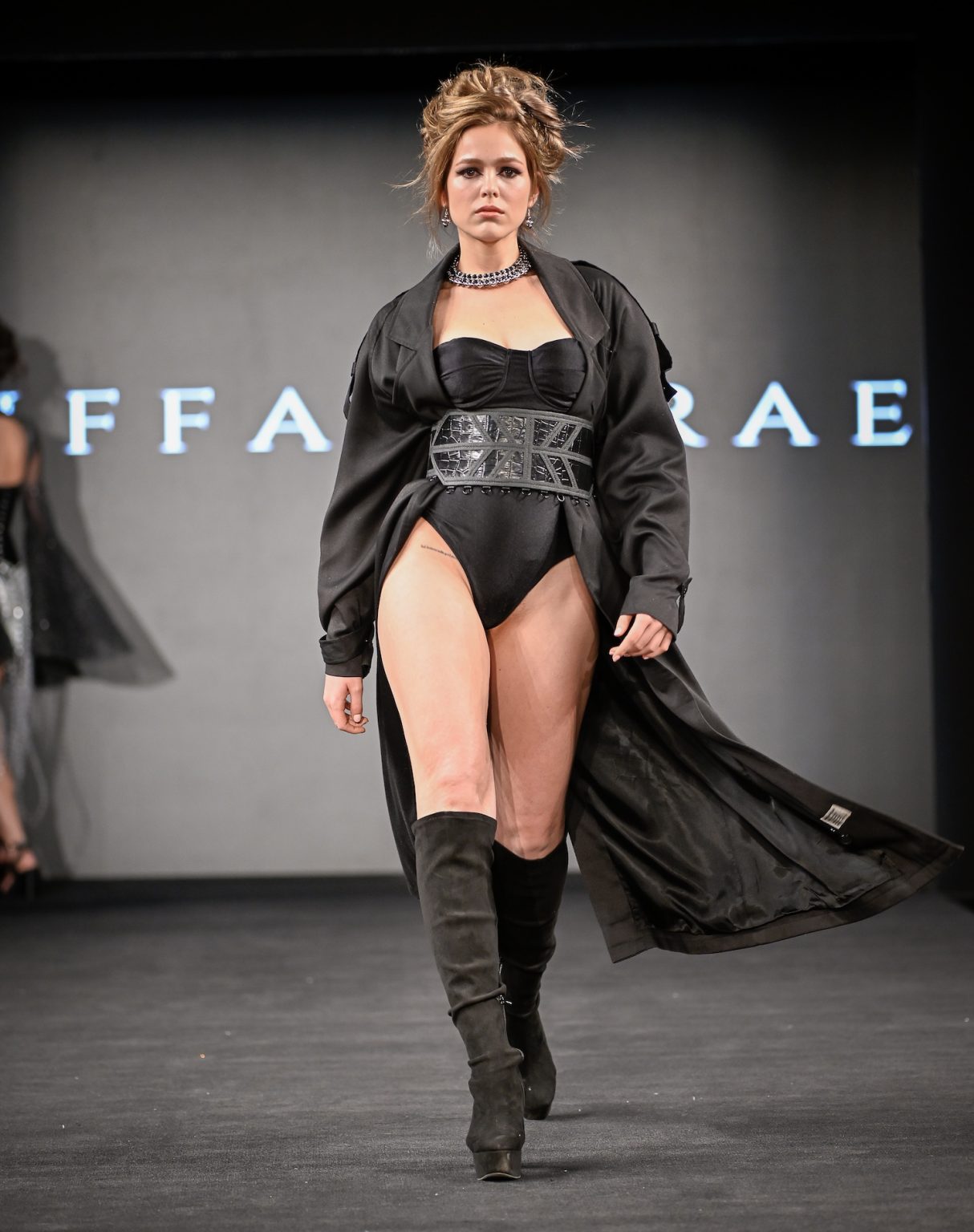 NEW YORK, NEW YORK - FEBRUARY 07: A model walks the runway at the Tiffany Rae show during New York Fashion Week Powered By Art Hearts Fashion at The Angel Orensanz Foundation on February 07, 2025 in New York City. (Photo by Arun Nevader/Getty Images for Art Hearts Fashion)