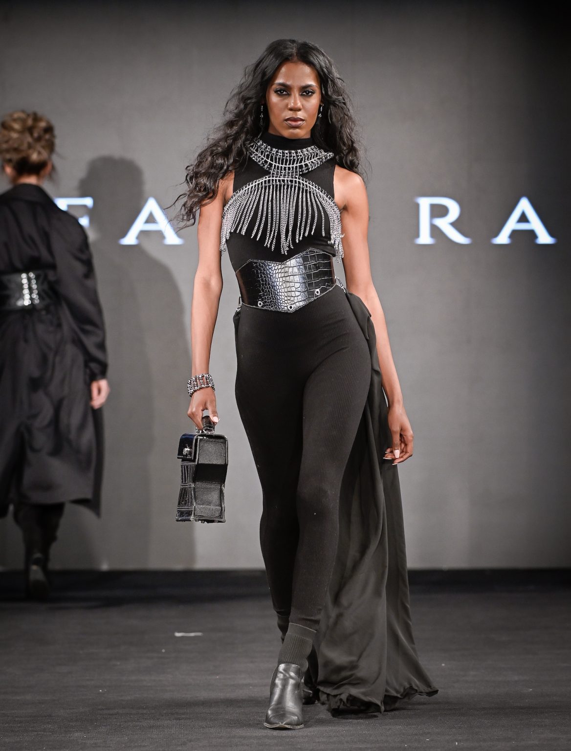 NEW YORK, NEW YORK - FEBRUARY 07: Erika Rose walks the runway at the Tiffany Rae show during New York Fashion Week Powered By Art Hearts Fashion at The Angel Orensanz Foundation on February 07, 2025 in New York City. (Photo by Arun Nevader/Getty Images for Art Hearts Fashion)
