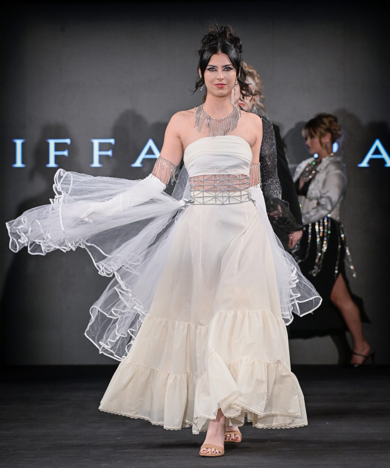 NEW YORK, NEW YORK - FEBRUARY 07: Models walk the runway at the Tiffany Rae show during New York Fashion Week Powered By Art Hearts Fashion at The Angel Orensanz Foundation on February 07, 2025 in New York City. (Photo by Arun Nevader/Getty Images for Art Hearts Fashion)