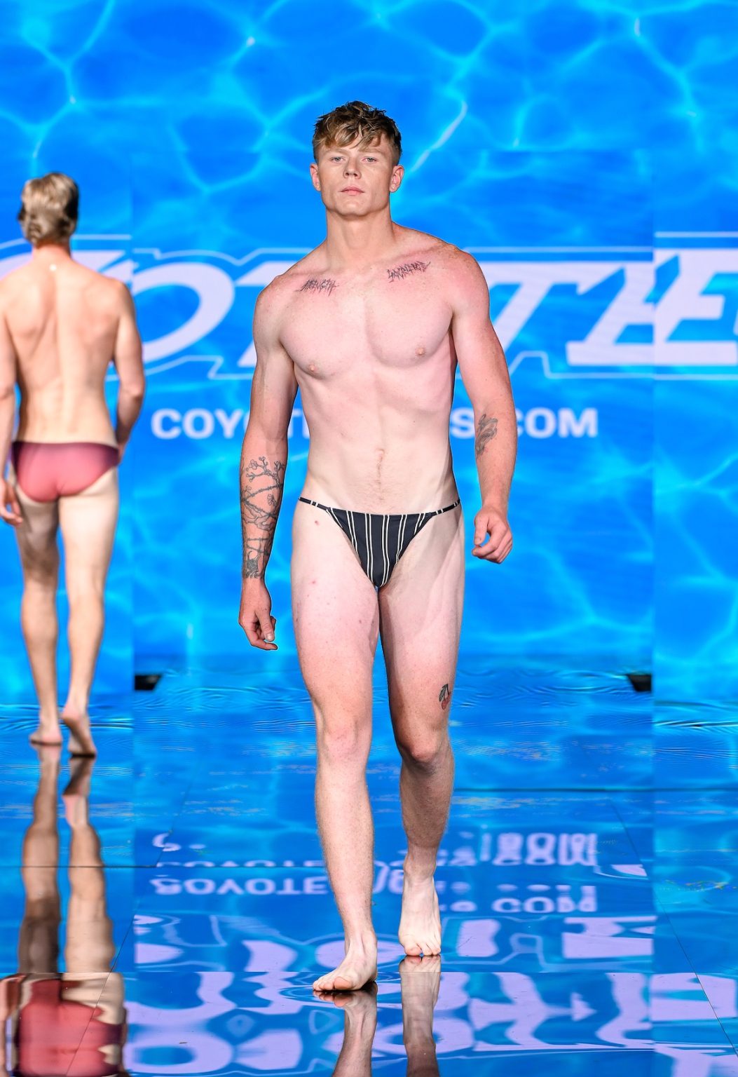 MIAMI BEACH, FLORIDA - MAY 30: A model walks the runway at the Coyote Jocks show during Miami Swim Week Powered By Art Hearts Fashion at Eden Roc Hotel on May 30, 2025 in Miami Beach, Florida. (Photo by Arun Nevader/Getty Images for Art Hearts Fashion)