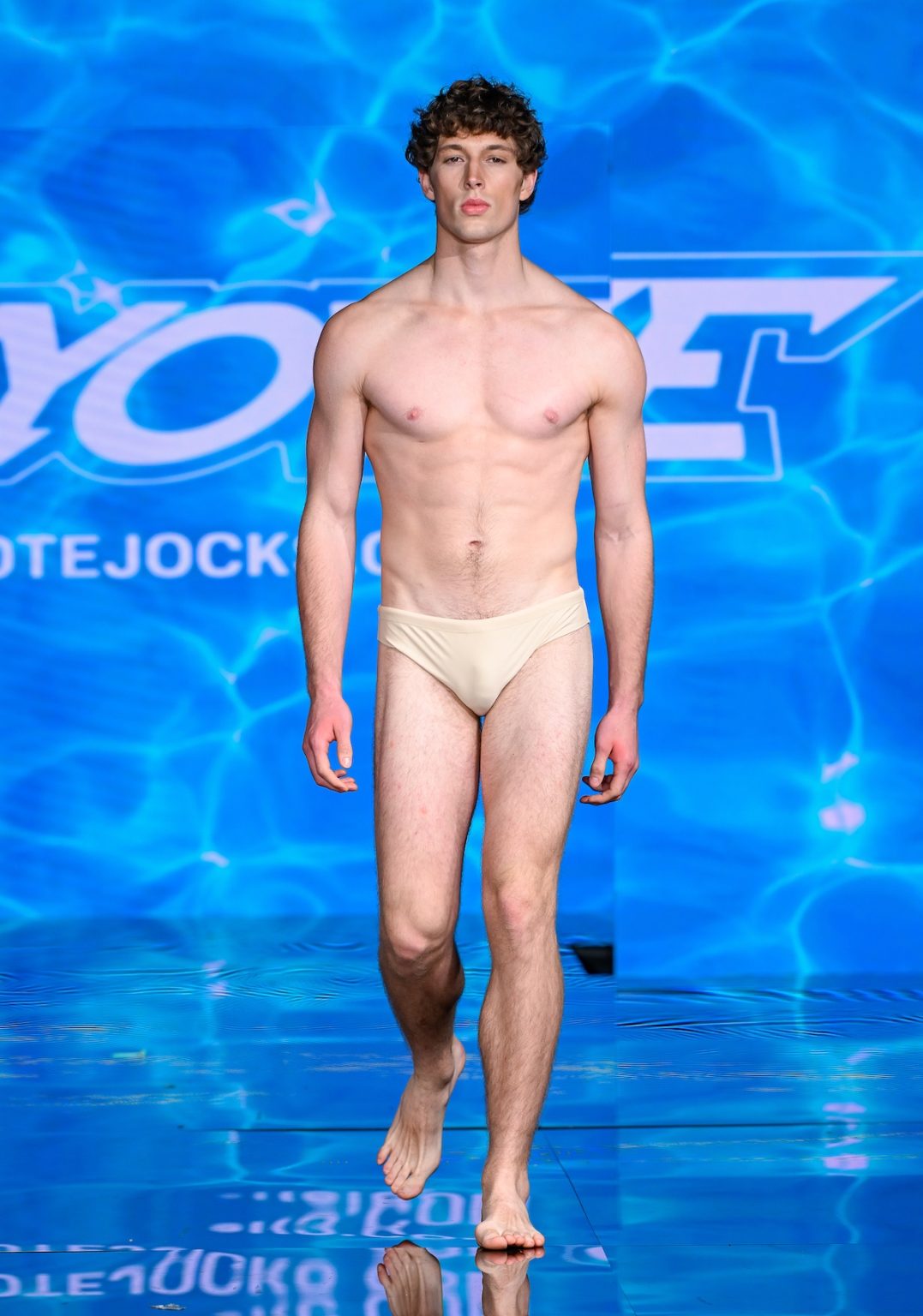 MIAMI BEACH, FLORIDA - MAY 30: A model walks the runway at the Coyote Jocks show during Miami Swim Week Powered By Art Hearts Fashion at Eden Roc Hotel on May 30, 2025 in Miami Beach, Florida. (Photo by Arun Nevader/Getty Images for Art Hearts Fashion)