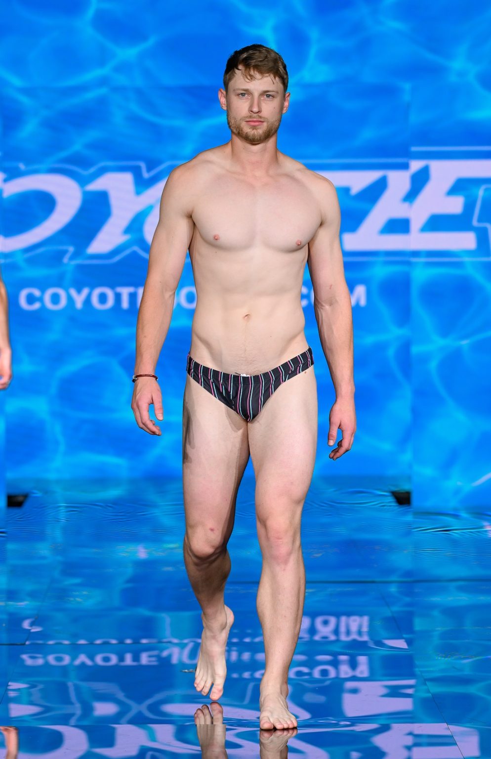 MIAMI BEACH, FLORIDA - MAY 30: A model walks the runway at the Coyote Jocks show during Miami Swim Week Powered By Art Hearts Fashion at Eden Roc Hotel on May 30, 2025 in Miami Beach, Florida. (Photo by Arun Nevader/Getty Images for Art Hearts Fashion)