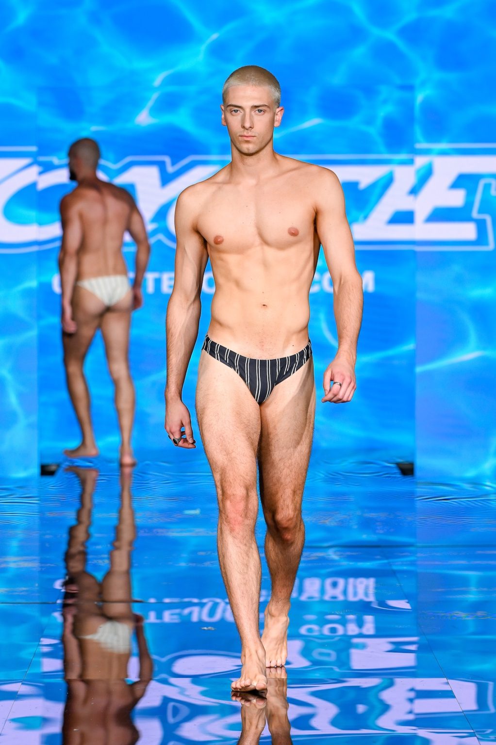 MIAMI BEACH, FLORIDA - MAY 30: A model walks the runway at the Coyote Jocks show during Miami Swim Week Powered By Art Hearts Fashion at Eden Roc Hotel on May 30, 2025 in Miami Beach, Florida. (Photo by Arun Nevader/Getty Images for Art Hearts Fashion)
