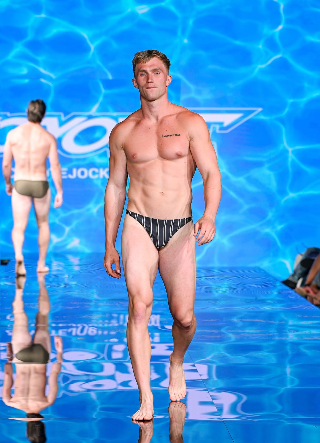 MIAMI BEACH, FLORIDA - MAY 30: A model walks the runway at the Coyote Jocks show during Miami Swim Week Powered By Art Hearts Fashion at Eden Roc Hotel on May 30, 2025 in Miami Beach, Florida. (Photo by Arun Nevader/Getty Images for Art Hearts Fashion)