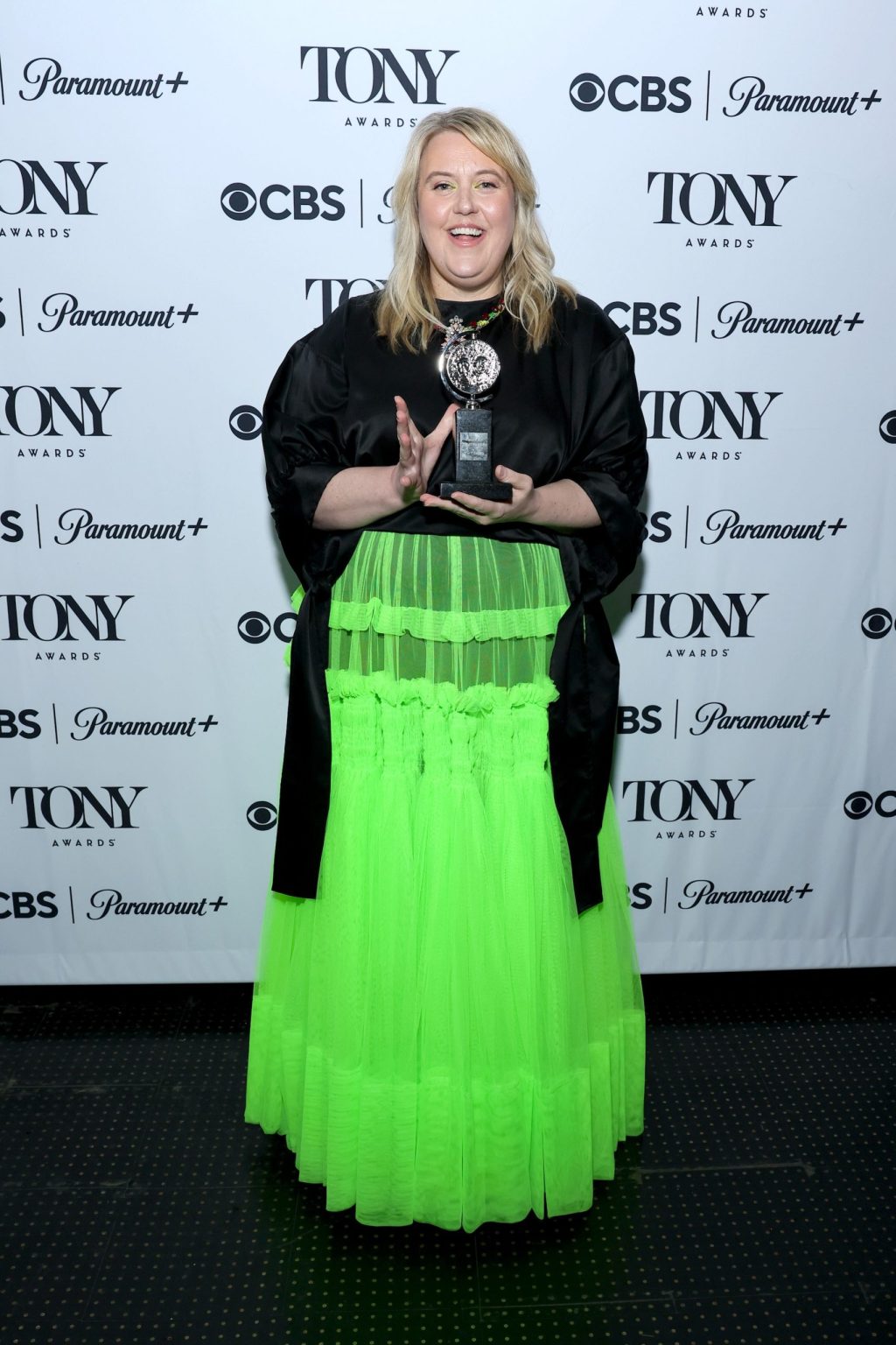 NEW YORK, NEW YORK - JUNE 08: Marg Horwell poses with the Best Costume Design of a Play award for "The Picture of Dorian Gray" during The 78th Annual Tony Awards at Radio City Music Hall on June 08, 2025 in New York City. (Photo by Jemal Countess/Getty Images for Tony Awards Productions)
