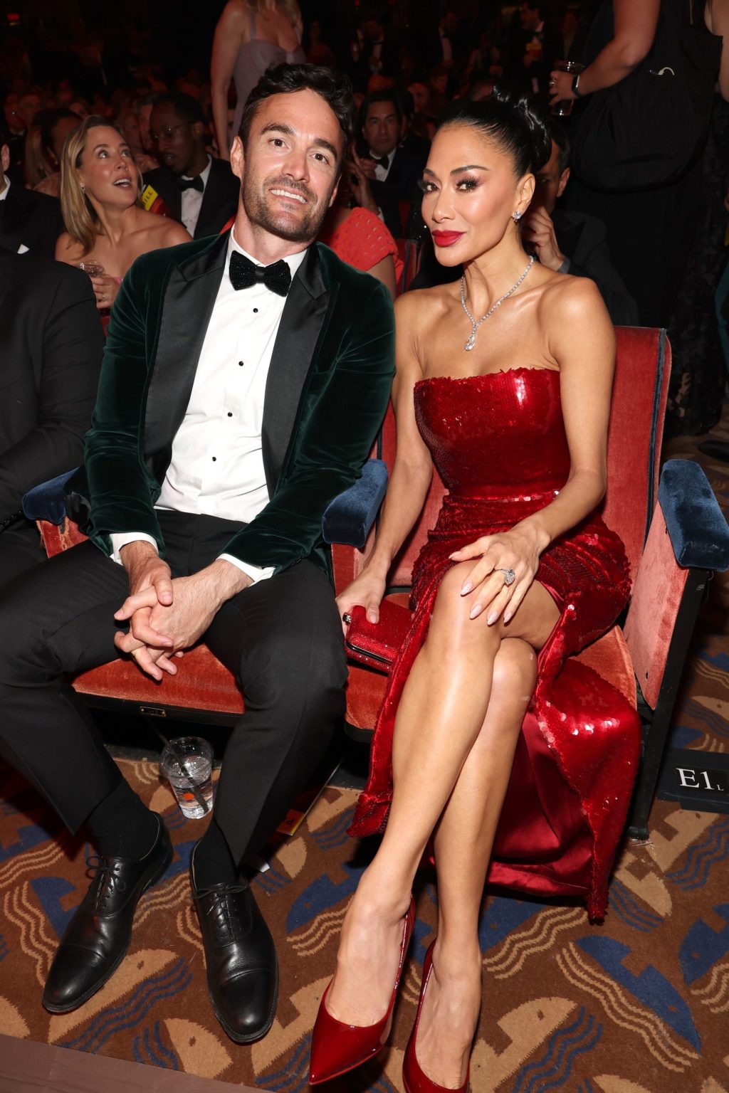 NEW YORK, NEW YORK - JUNE 08: (L-R) Thom Evans and Nicole Scherzinger attends The 78th Annual Tony Awards at Radio City Music Hall on June 08, 2025 in New York City. (Photo by Kevin Mazur/Getty Images for Tony Awards Productions)